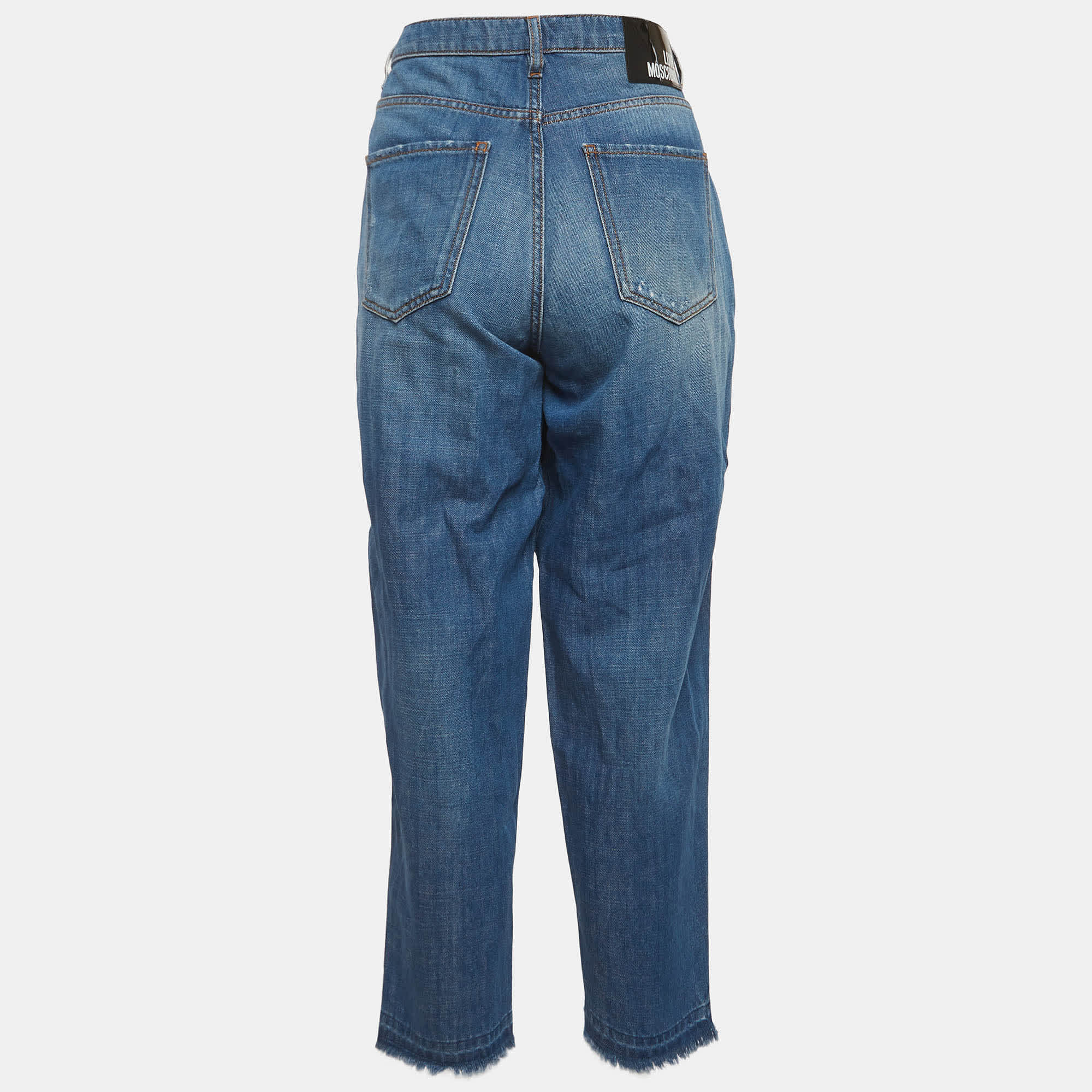 Love Moschino Blue Denim Distressed High Rise Jeans M/waist