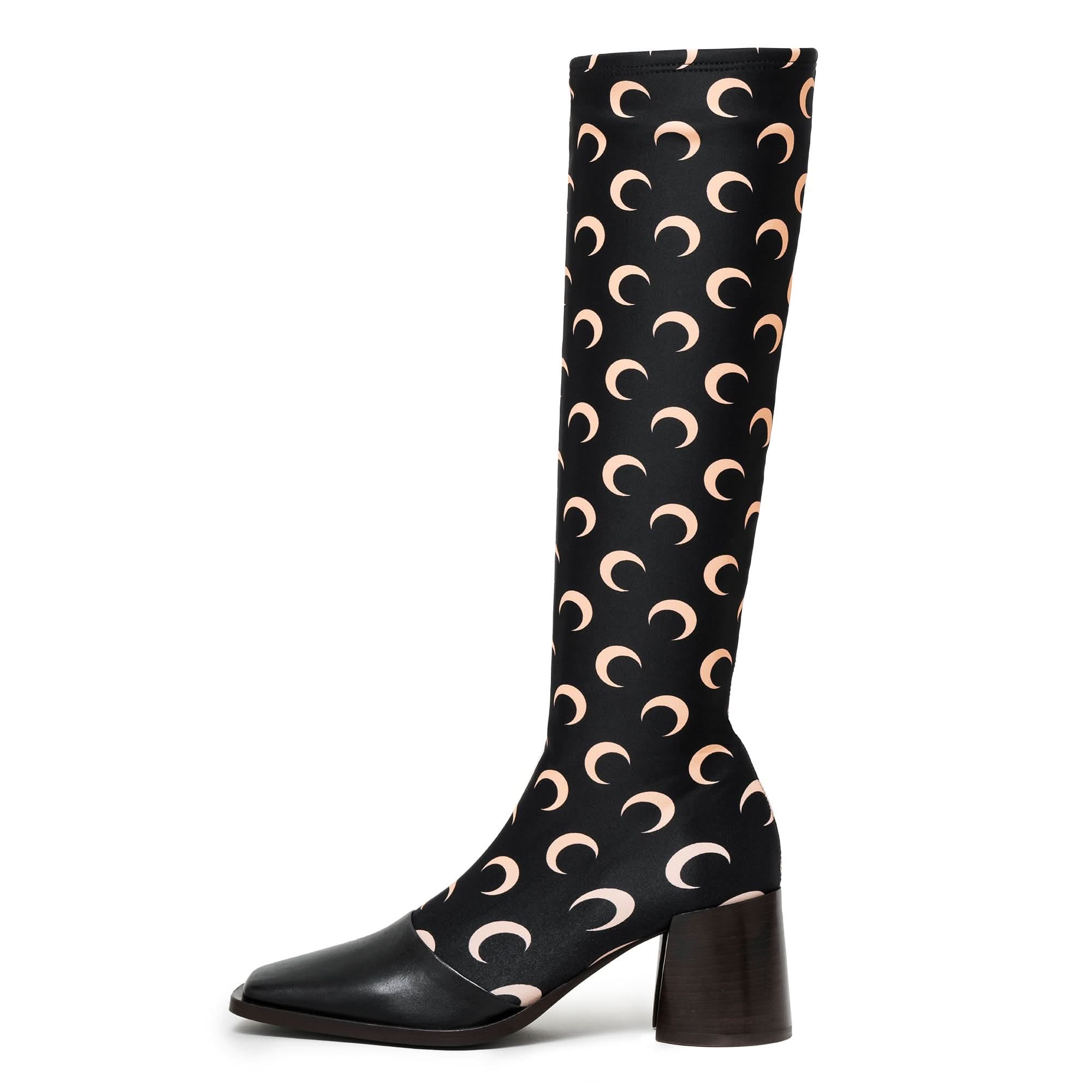 Marine Serre Regenerated All Over Moon Jersey Knee - High Boots