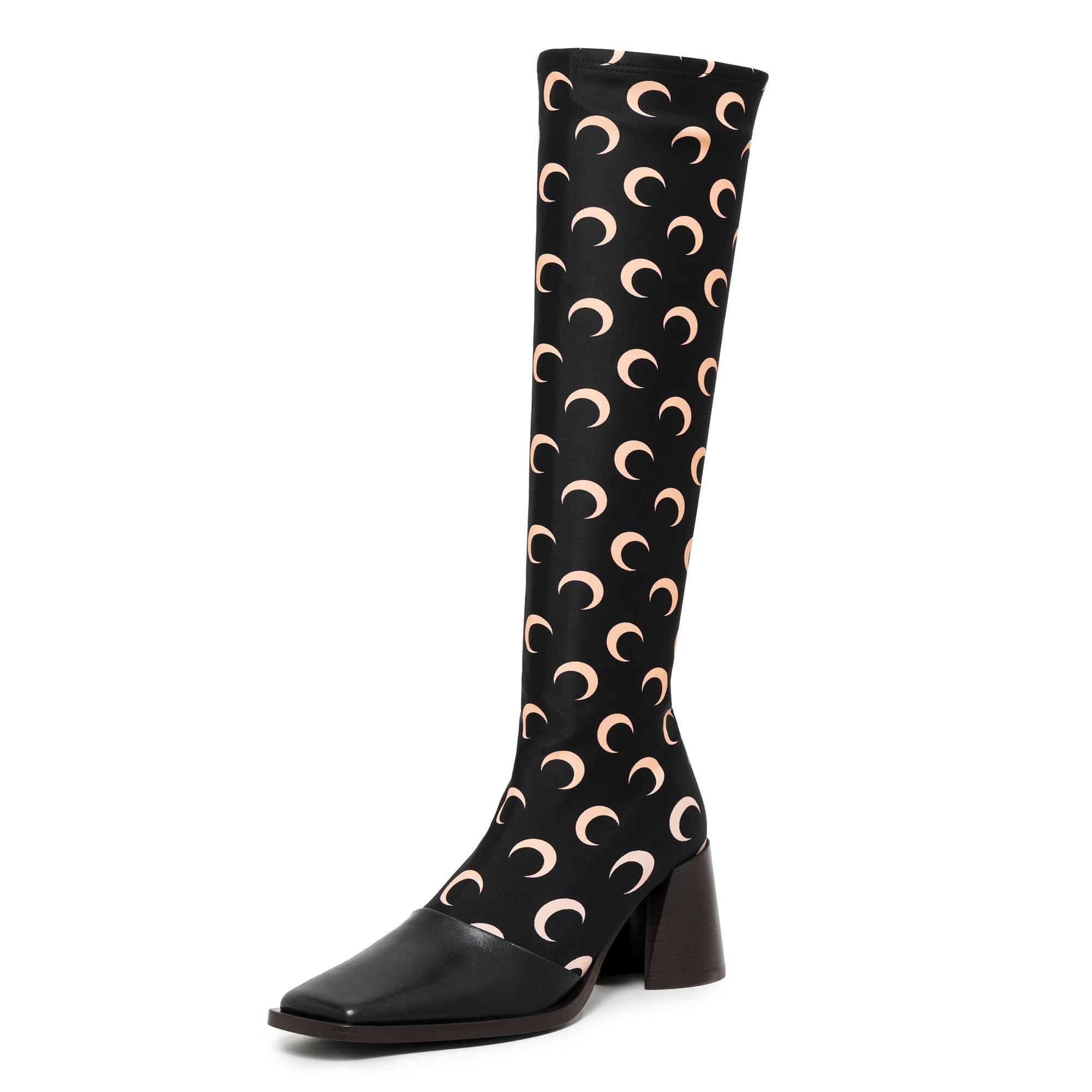 Marine Serre Regenerated All Over Moon Jersey Knee - High Boots