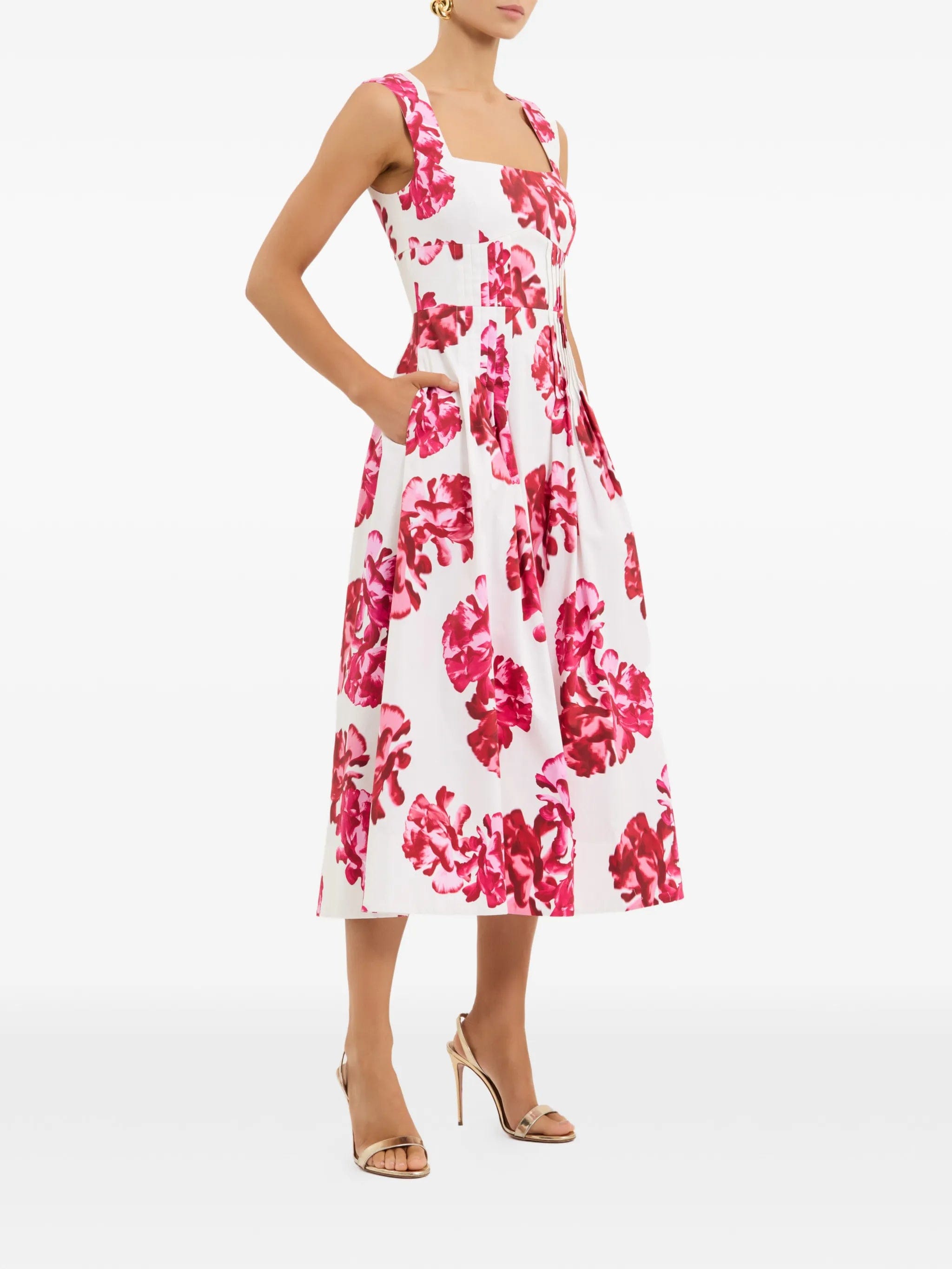 Rebecca Vallance Damask Rose floral - print midi dress