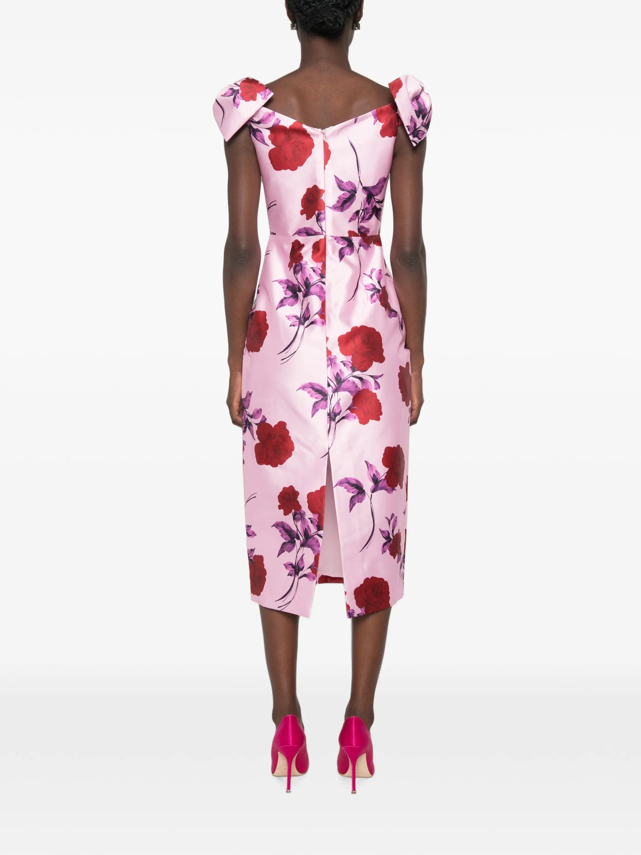 Rebecca Vallance Melora bow - detail floral - print midi dress