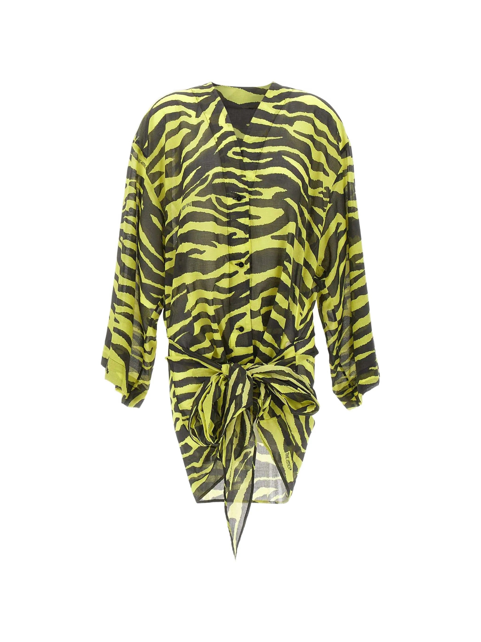 The Attico zebra - print wrap - style dress