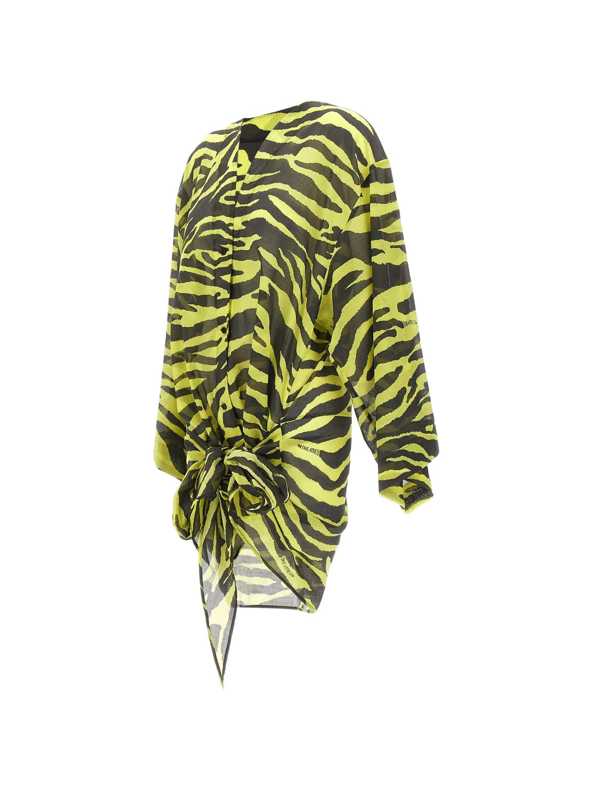 The Attico zebra - print wrap - style dress