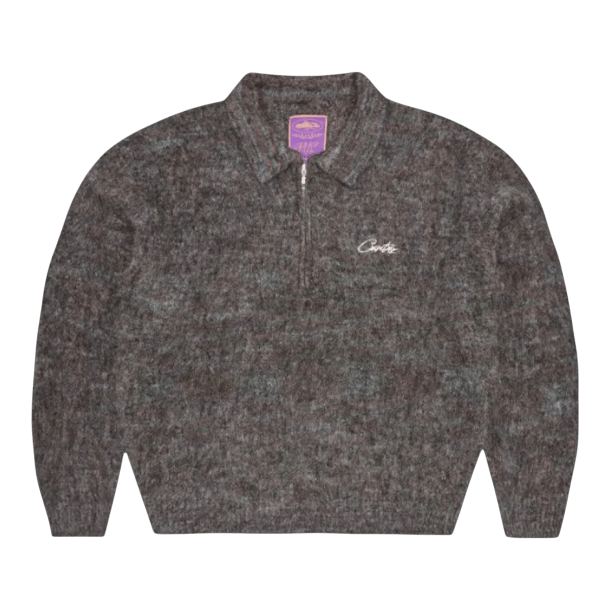 Corteiz Mixed Knit Half Zip – Black Melange