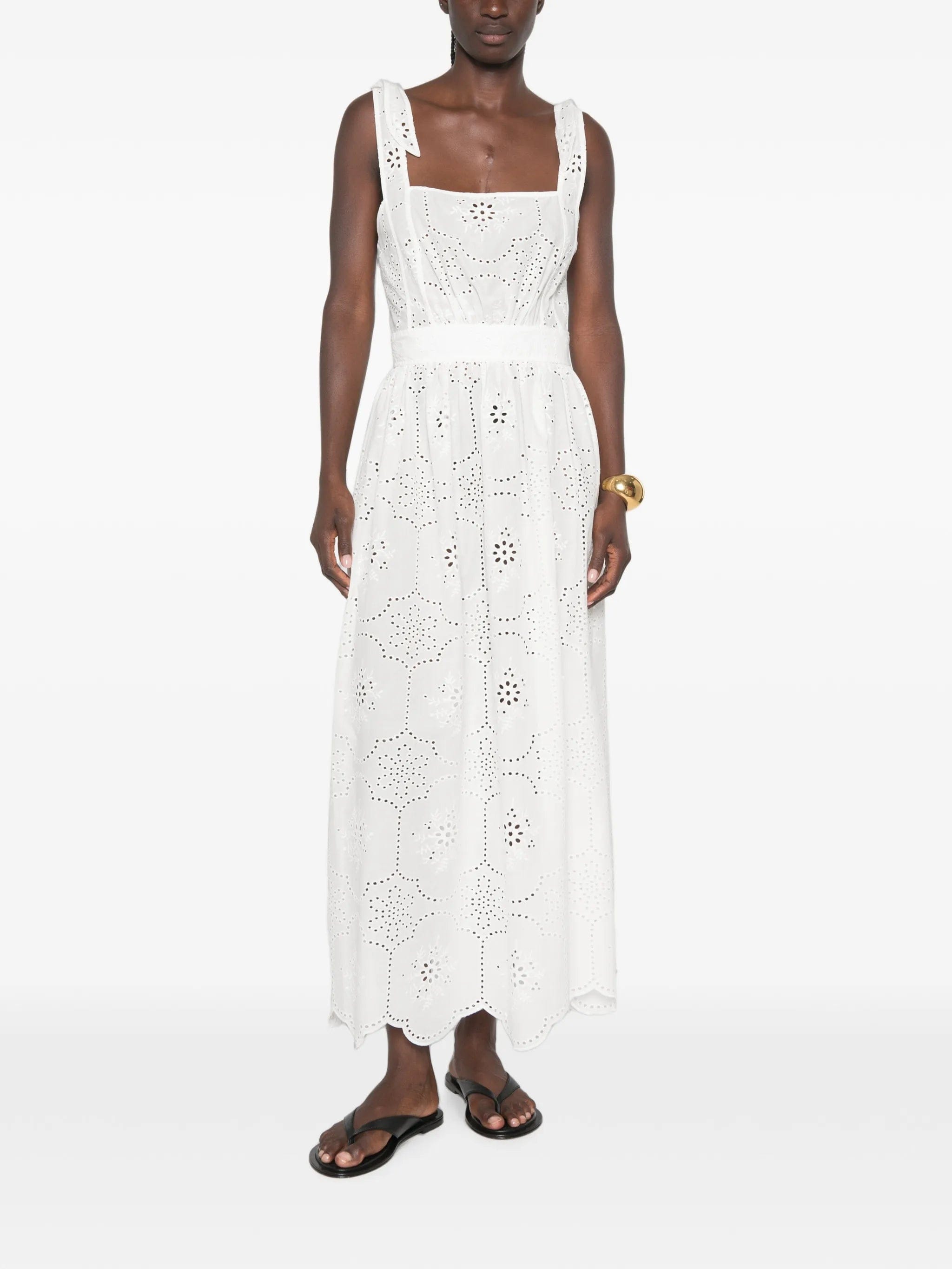 Matteau broderie - anglaise apron maxi dress