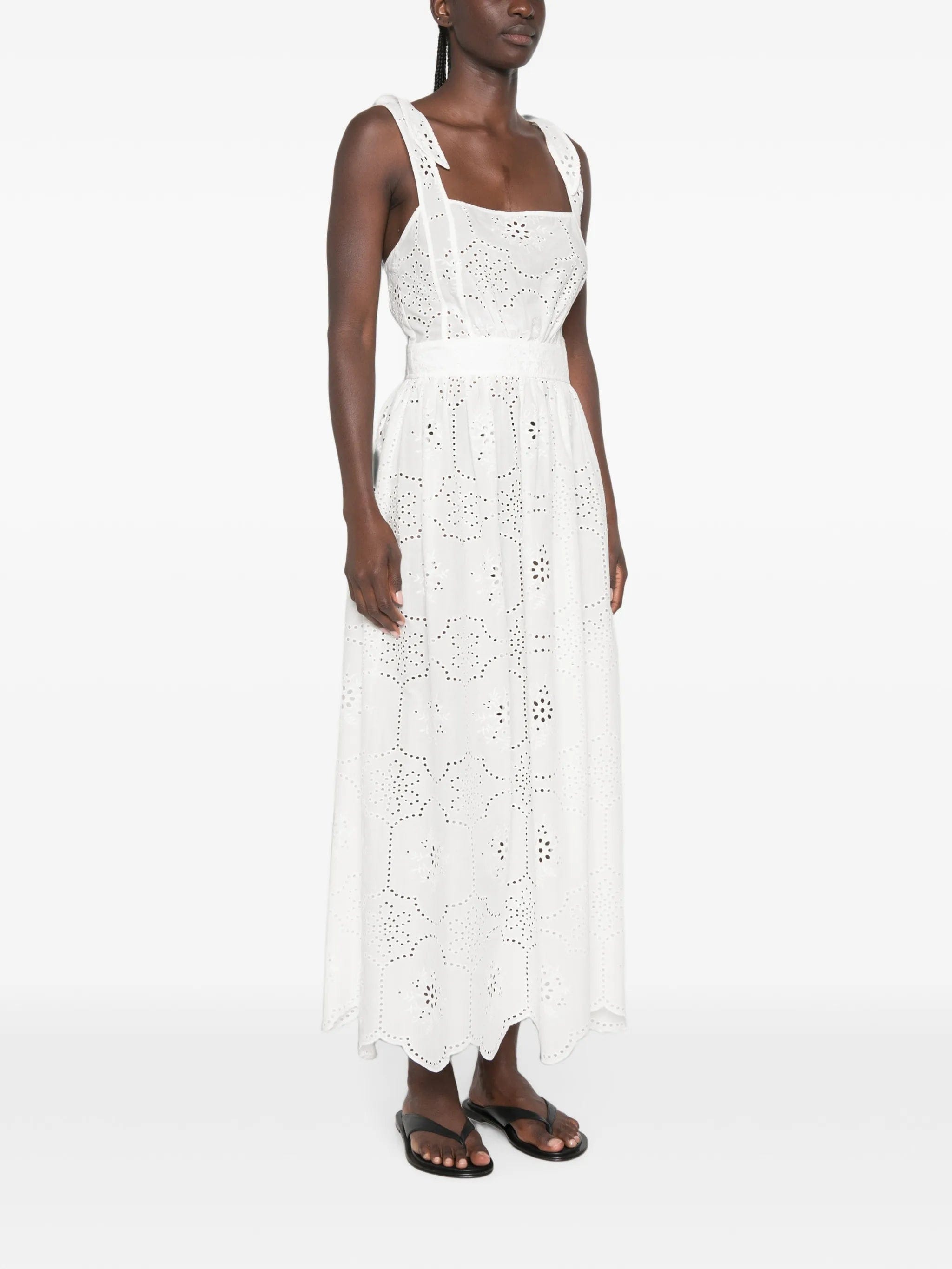 Matteau broderie - anglaise apron maxi dress