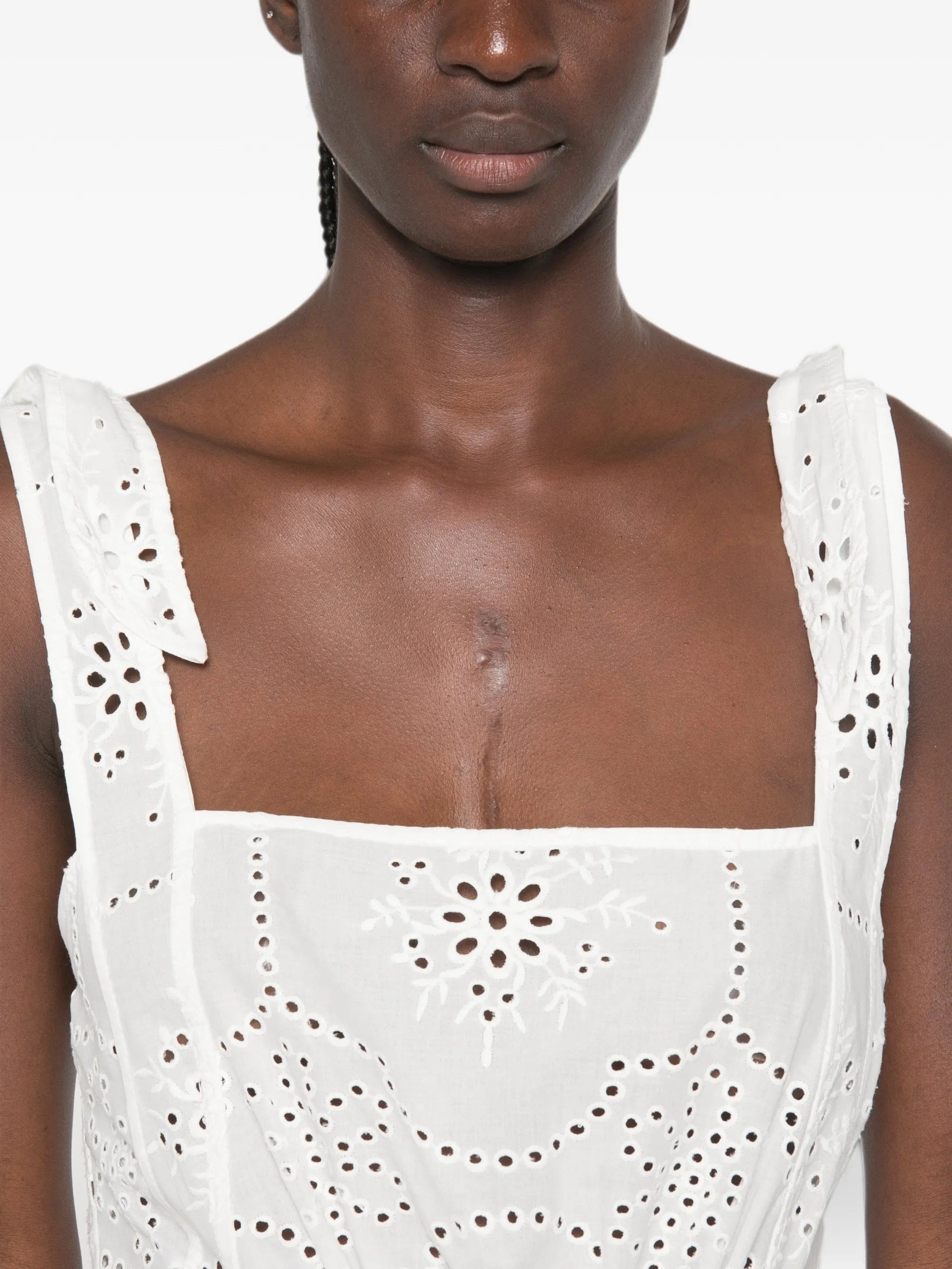 Matteau broderie - anglaise apron maxi dress