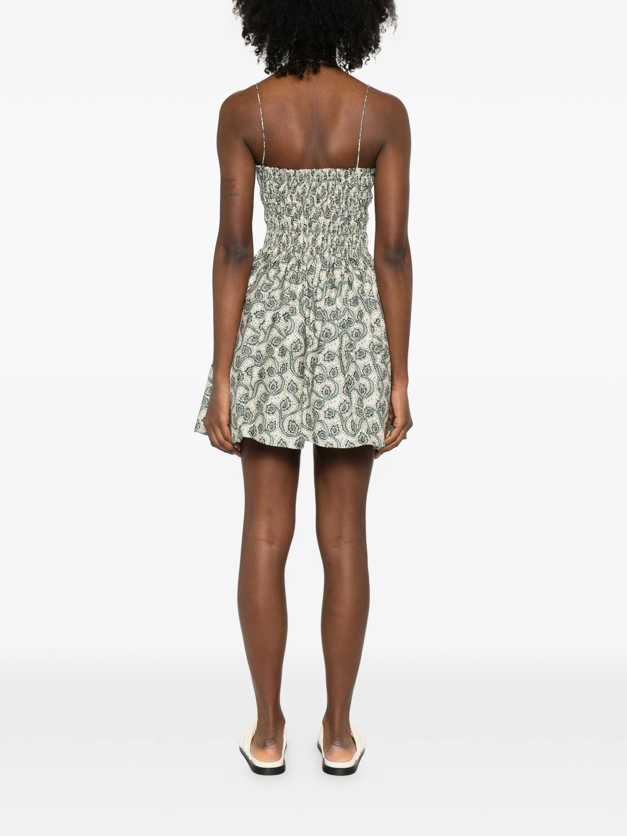 Matteau shirred printed mini dress