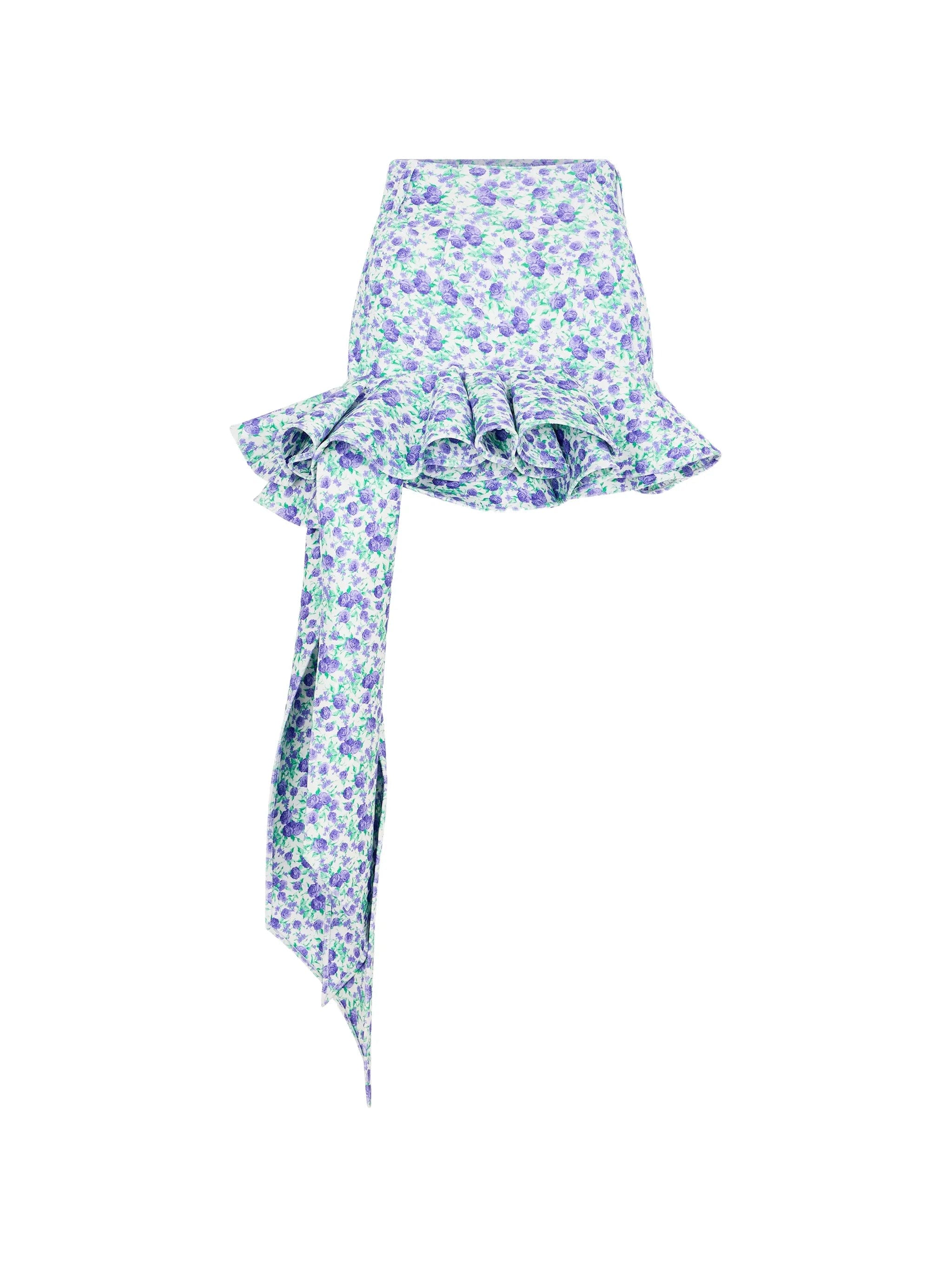 Rabanne Liberty mini ruffle print skirt