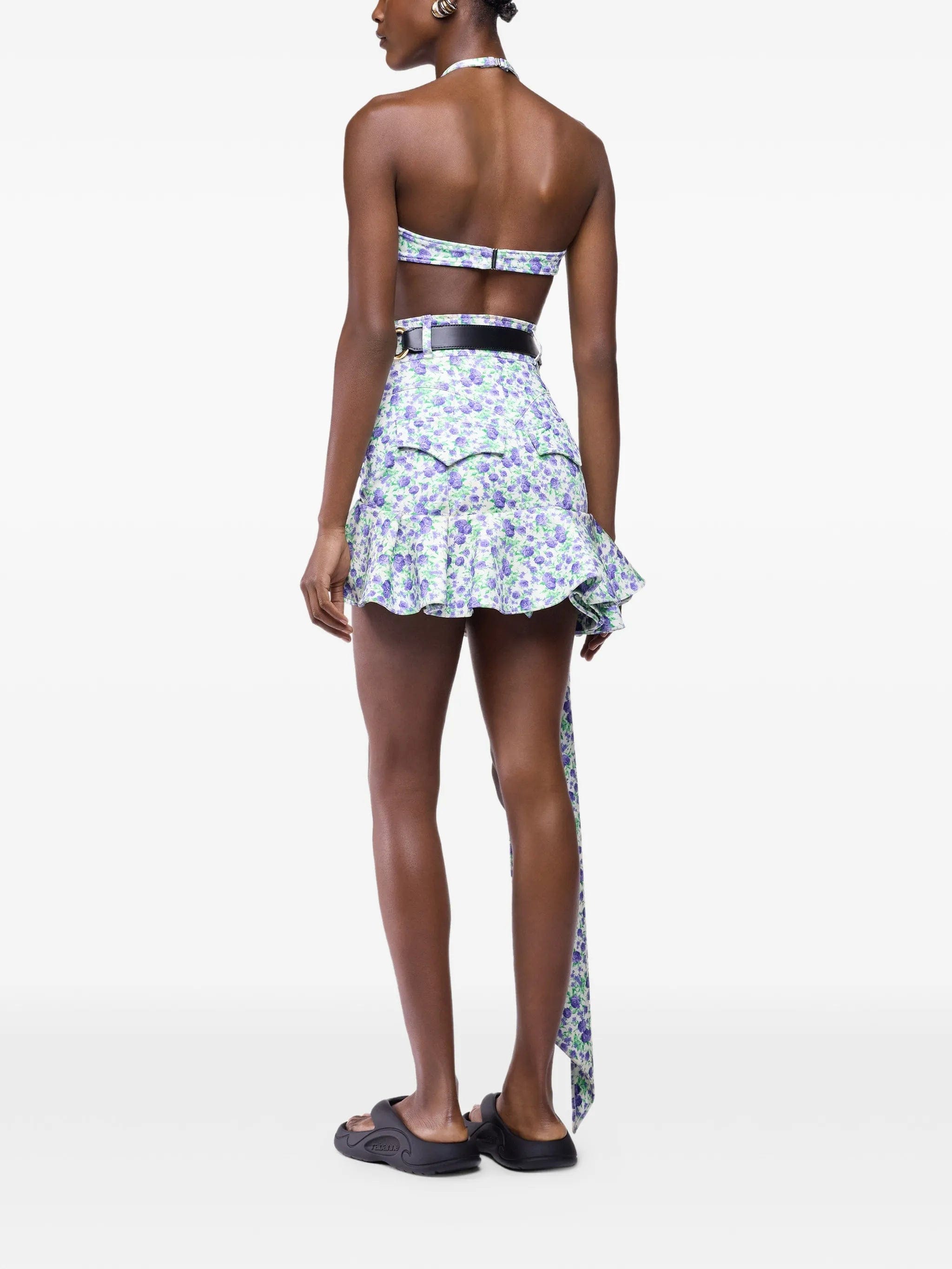 Rabanne Liberty mini ruffle print skirt