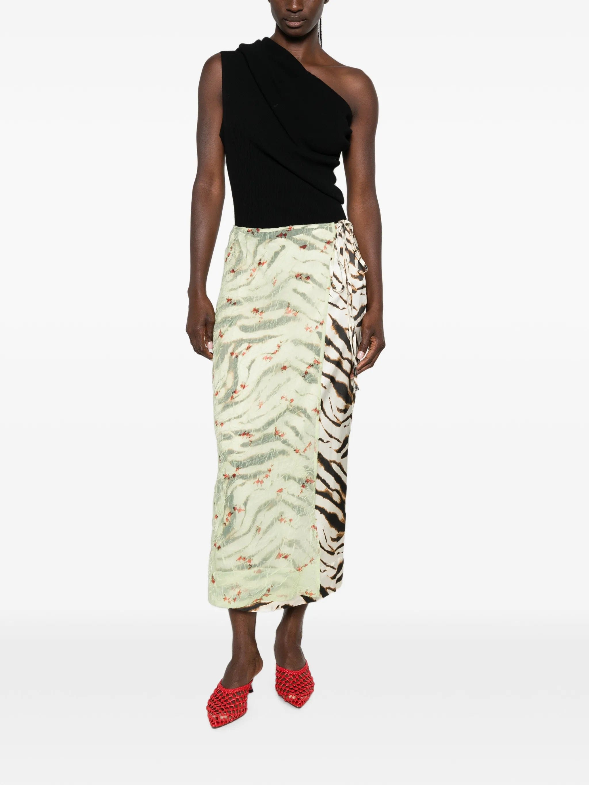GANNI mix - print midi skirt