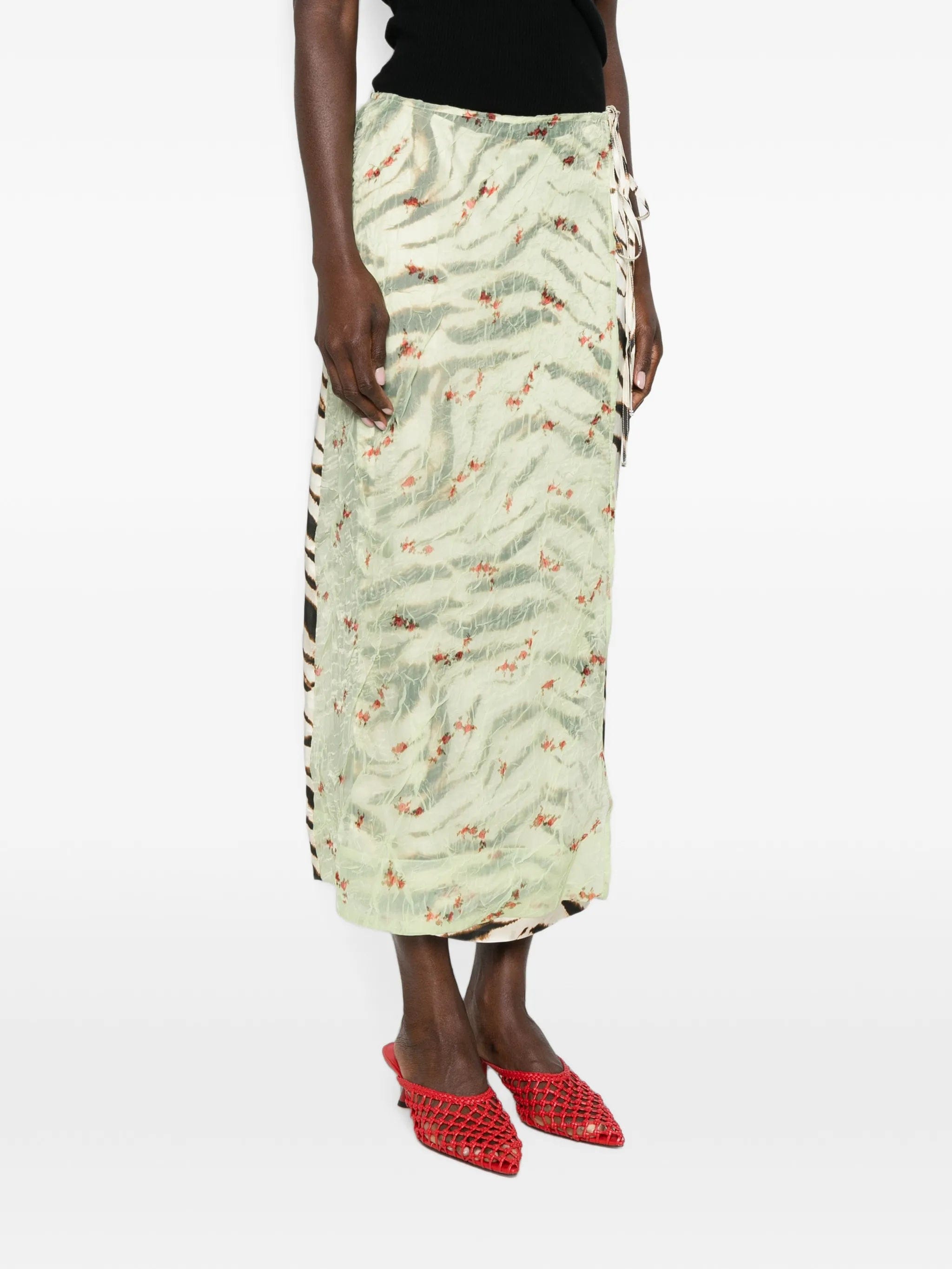 GANNI mix - print midi skirt