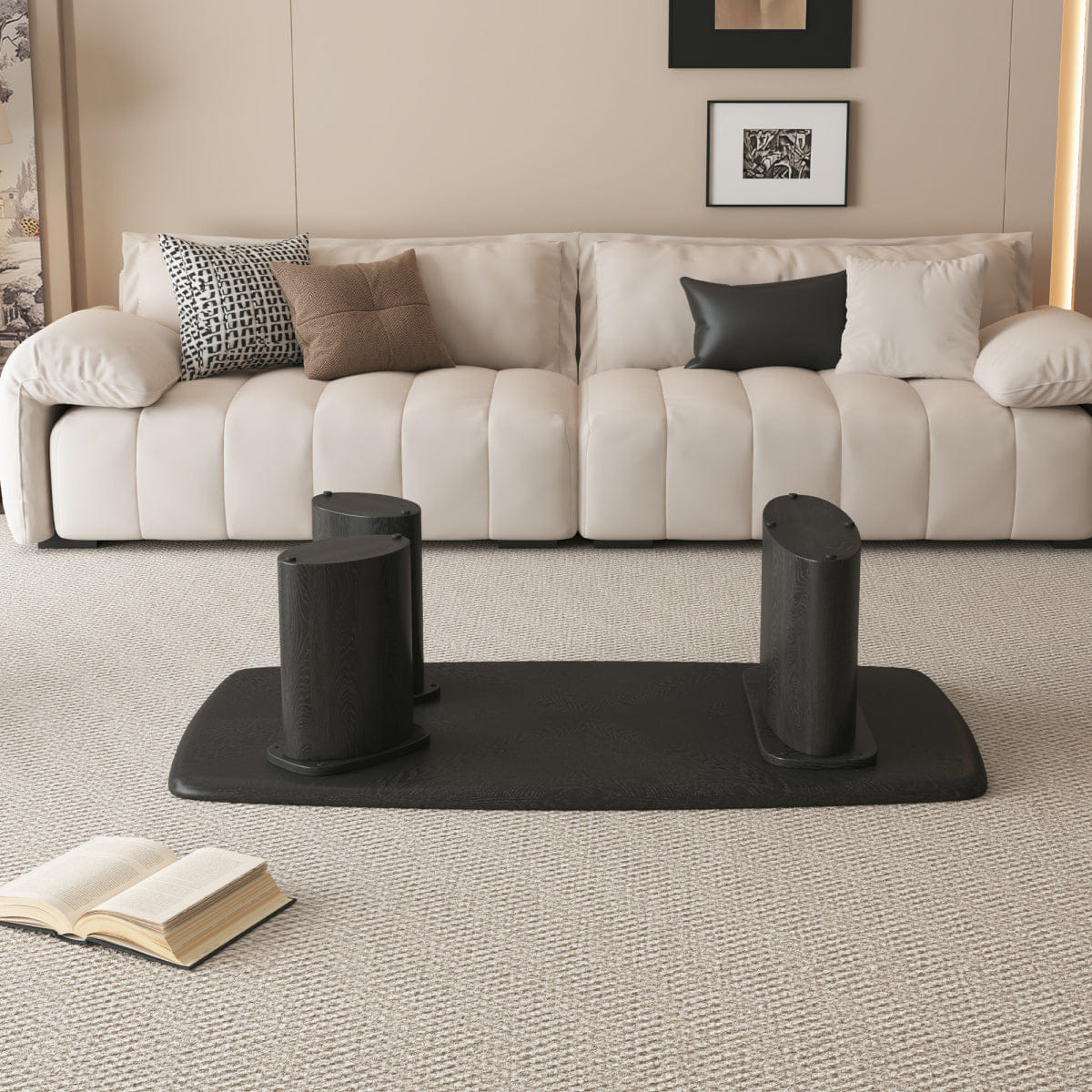 Ash Streamdale 51.2" Black MDF & Ash Veneer Rustic Coffee Table