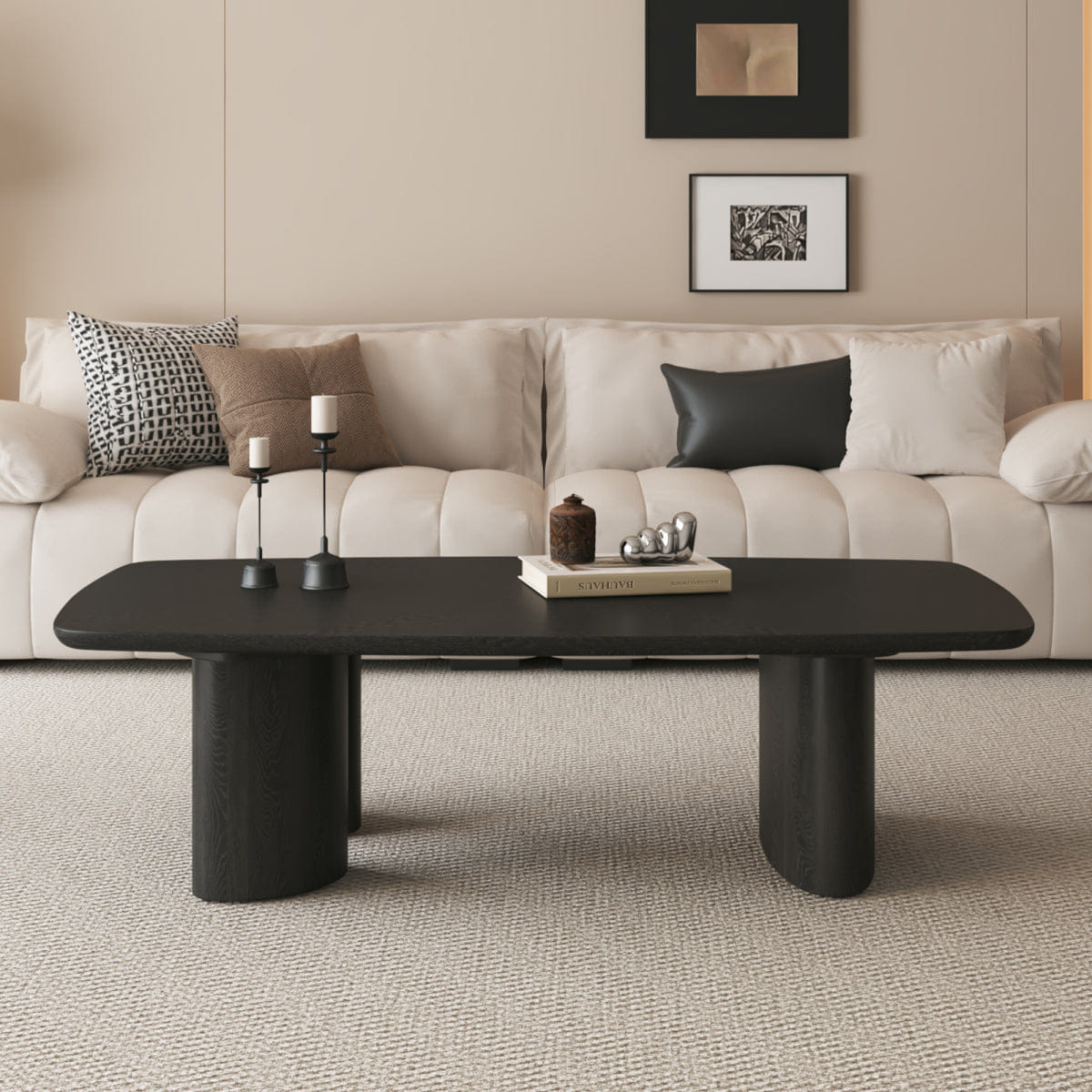 Ash Streamdale 51.2" Black MDF & Ash Veneer Rustic Coffee Table