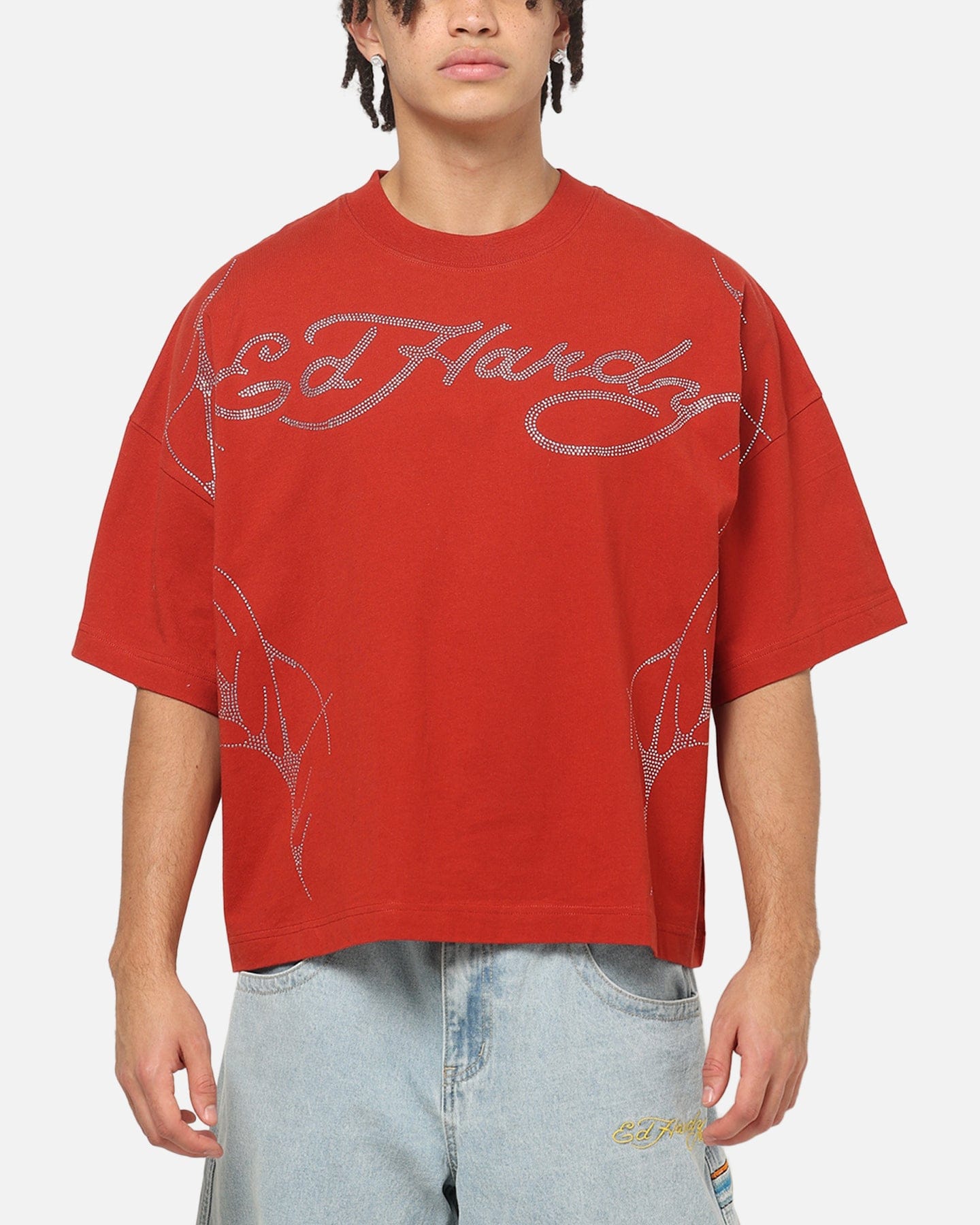 Ed Hardy Cyber Rhinestone T - Shirt Red