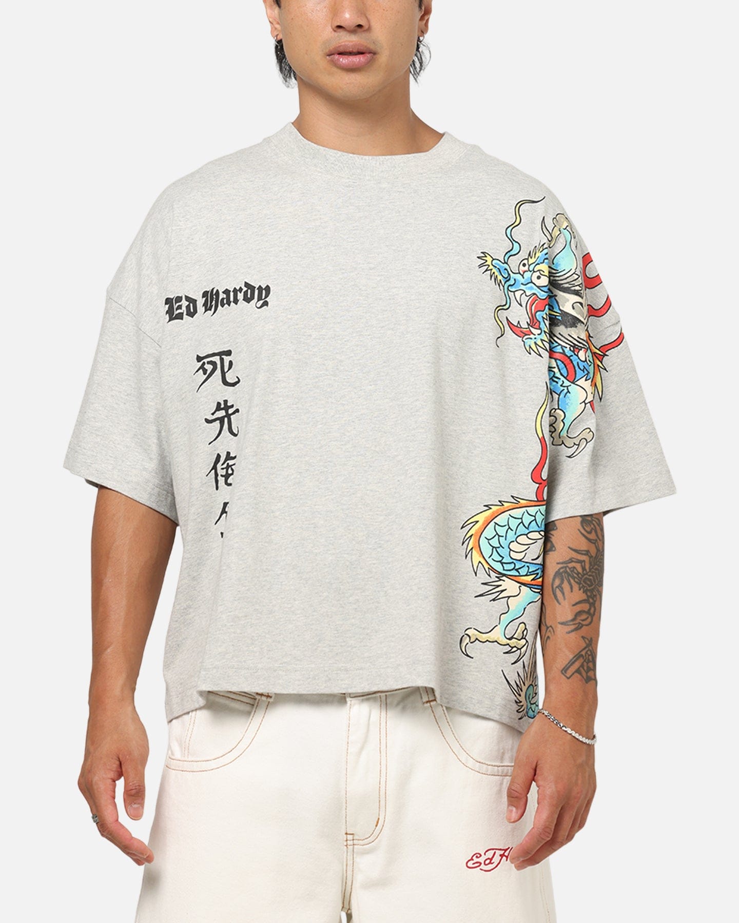Ed Hardy Fireborn T - Shirt Grey Marle