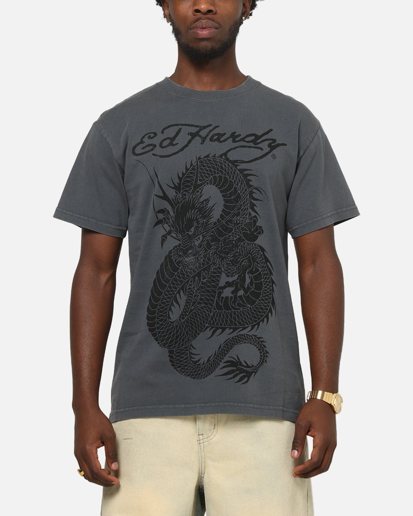 Ed Hardy Euro Fitted T - Shirt Charcoal