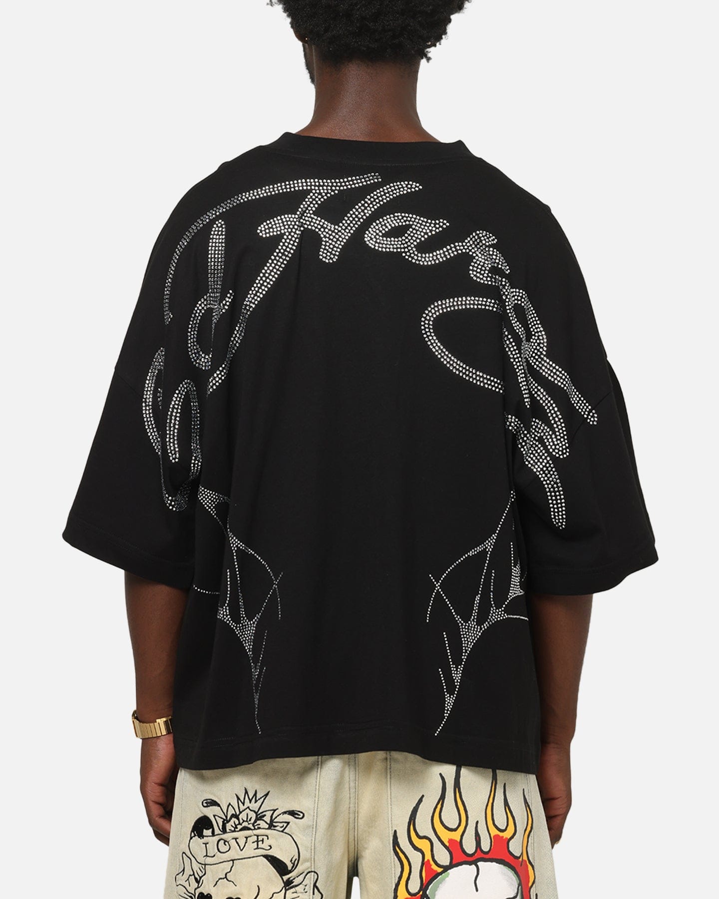 Ed Hardy Cyber Rhinestone T - Shirt Black