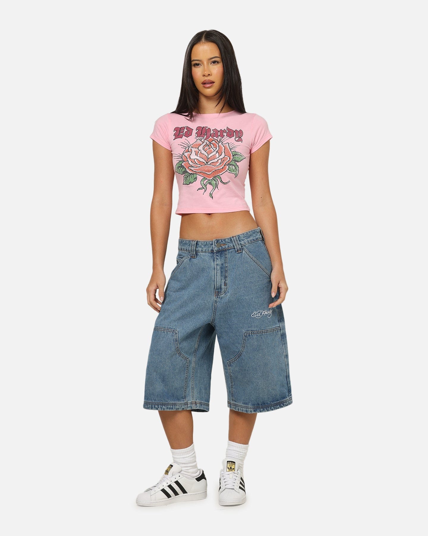 Ed Hardy Women's Wild Rose Baby T - Shirt Pink