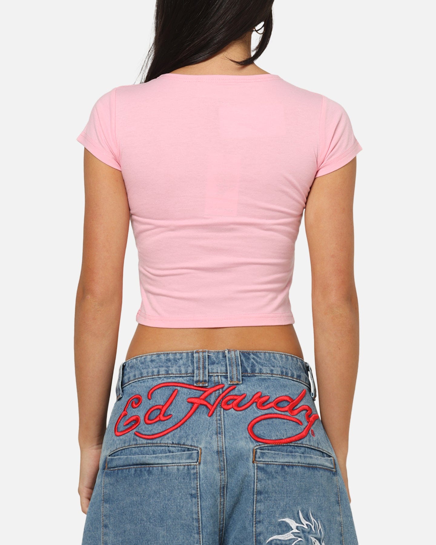 Ed Hardy Women's Wild Rose Baby T - Shirt Pink