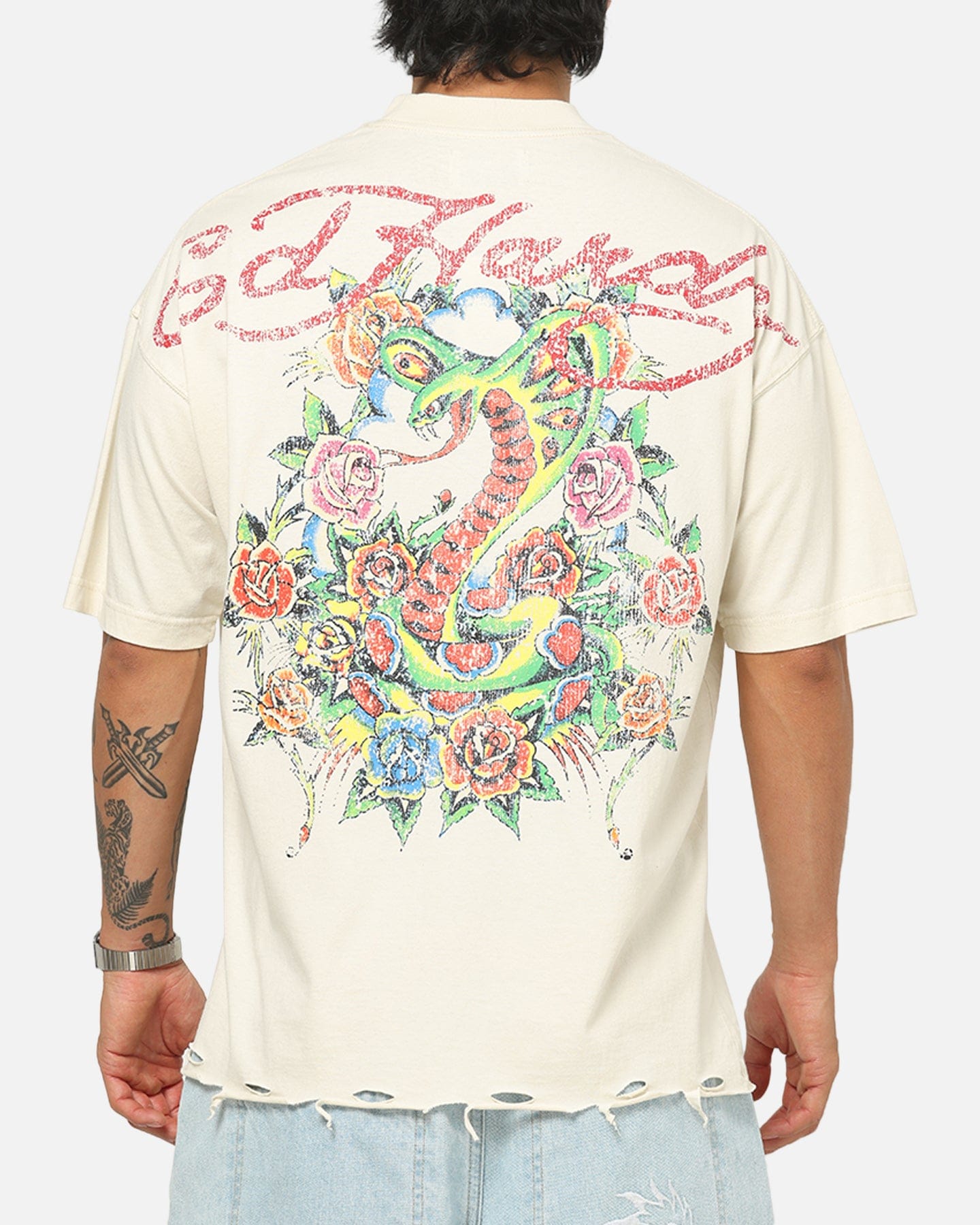 Ed Hardy Venom Rose T - Shirt Washed White
