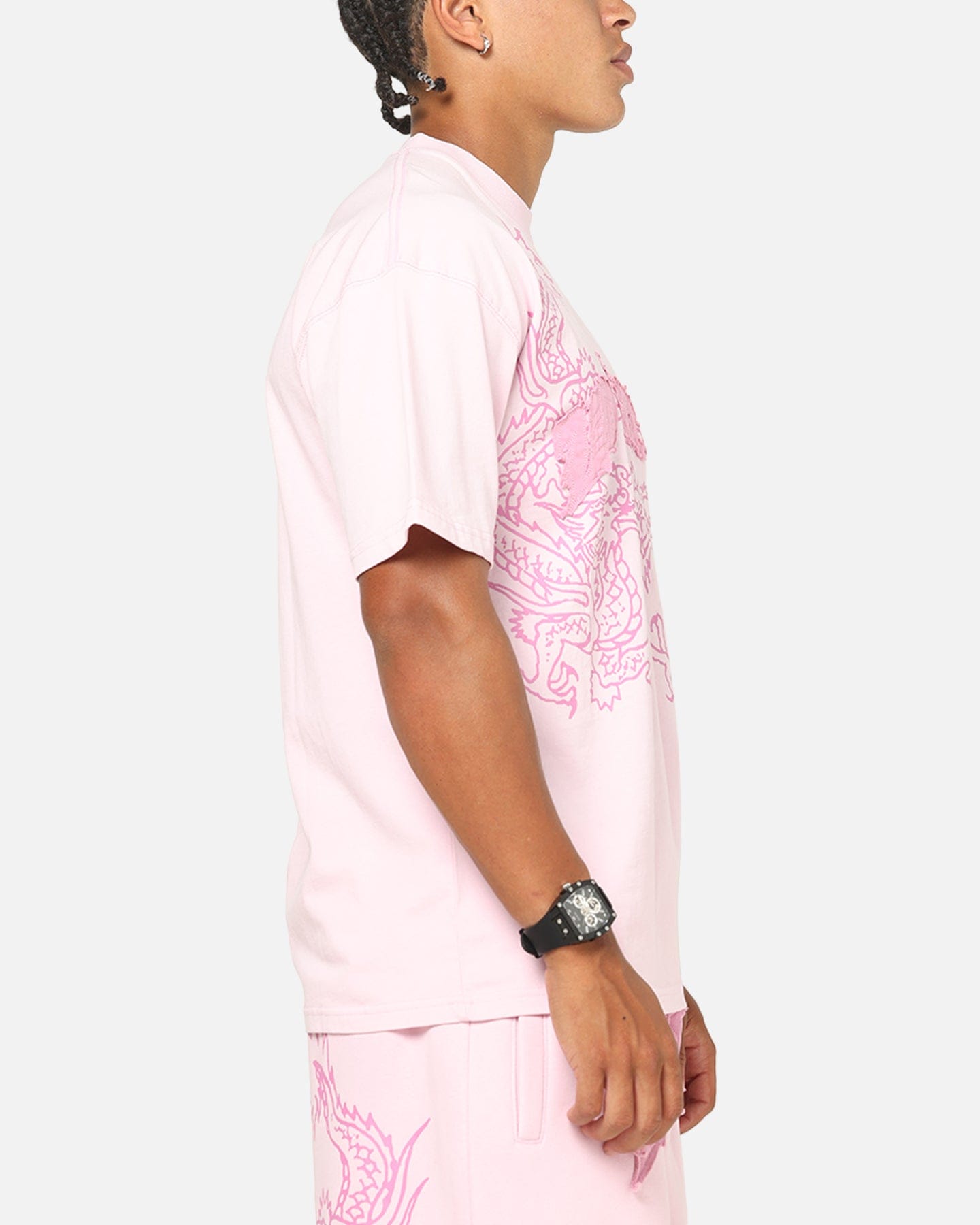 Ed Hardy Double Dragon Applique T - Shirt Pink