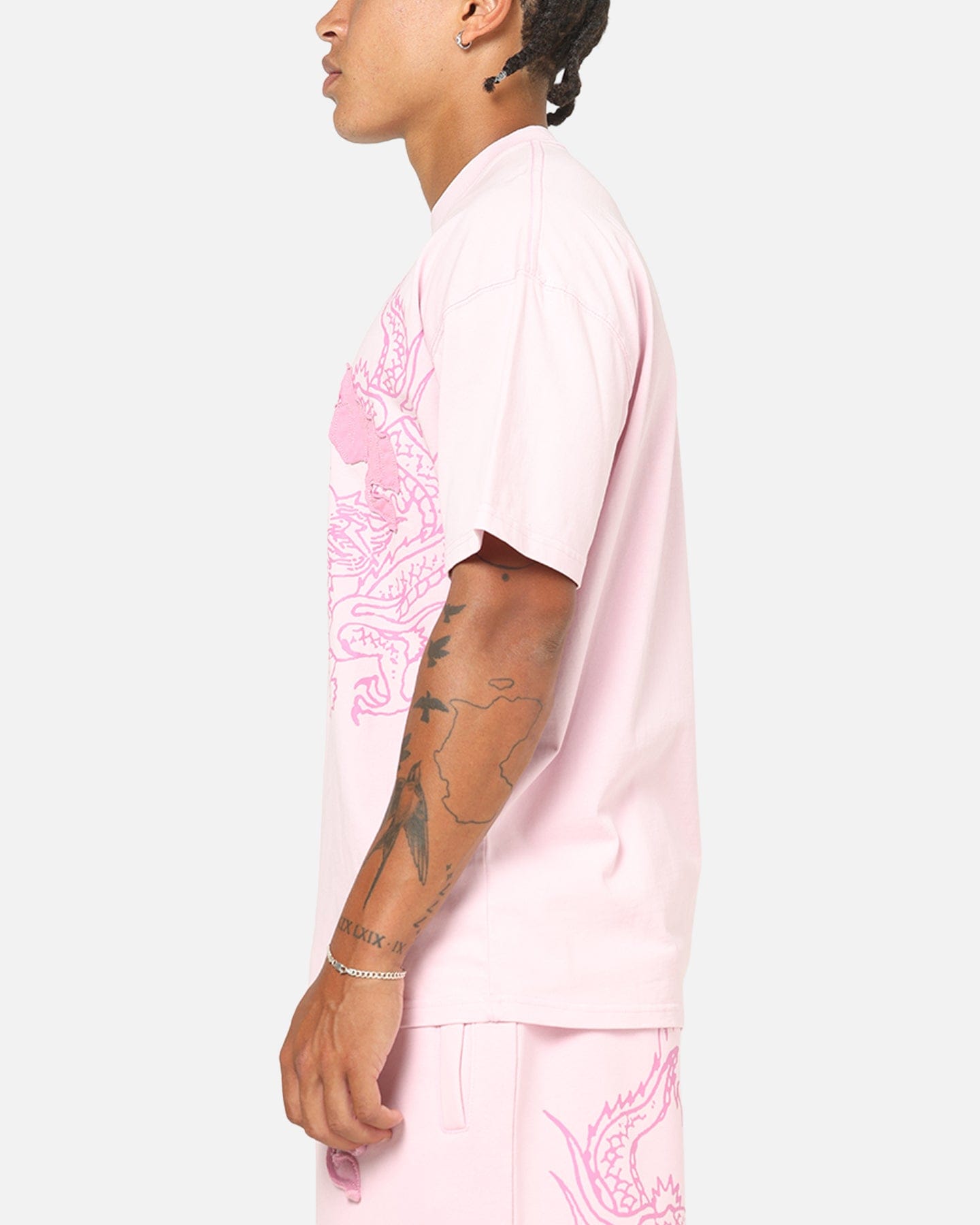 Ed Hardy Double Dragon Applique T - Shirt Pink