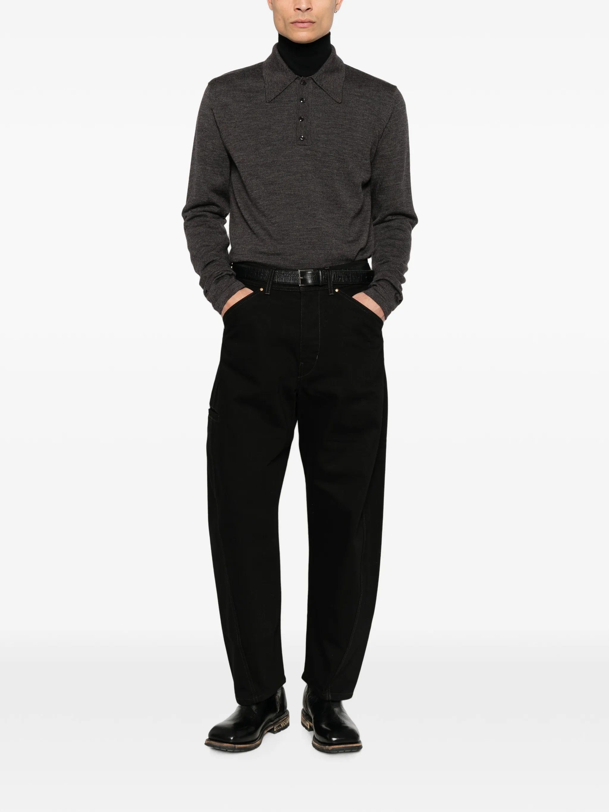 Lemaire long - sleeve wool polo shirt