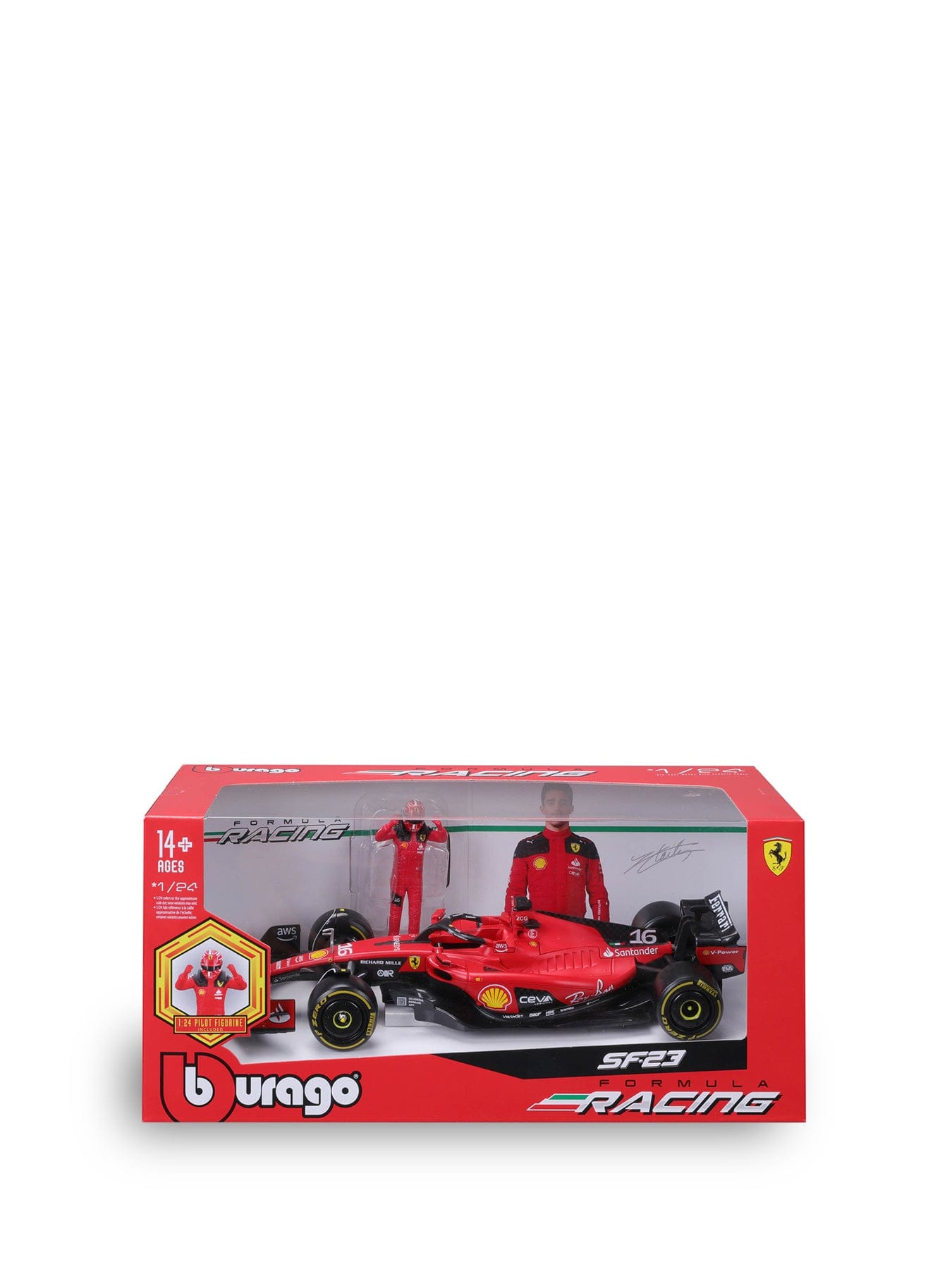 Maisto & Bburago 1:24 F1 Ferrari With Driver Figure Leclerc Model Car