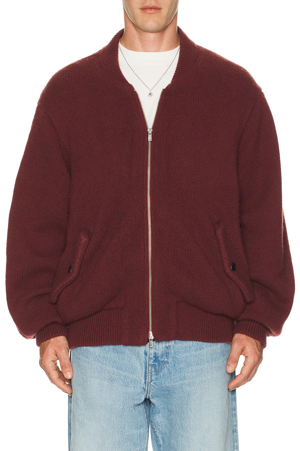 Vowels Knitted Bomber Jacket