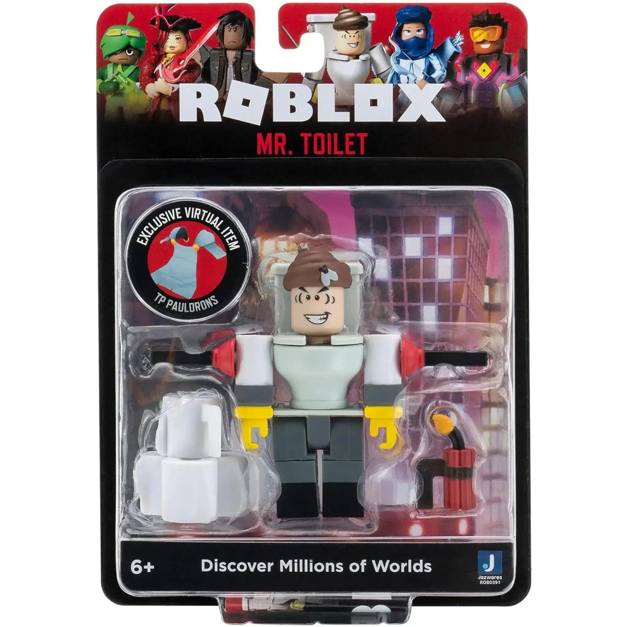 Jazwares Roblox - Mr. Toilet Action Figure with Exclusive Virtual Item - Jazwares