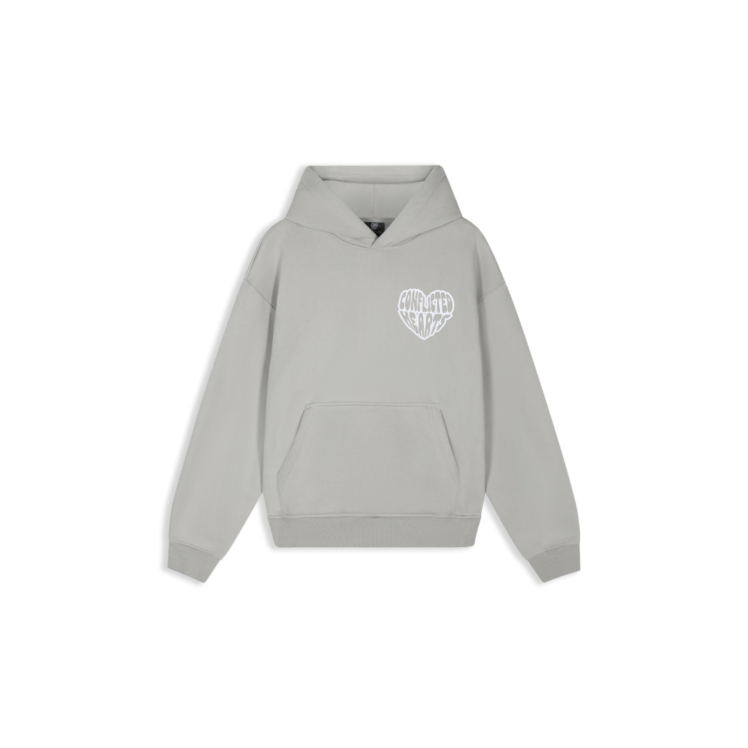 Conflicted Hearts Grey Basics Hoodie