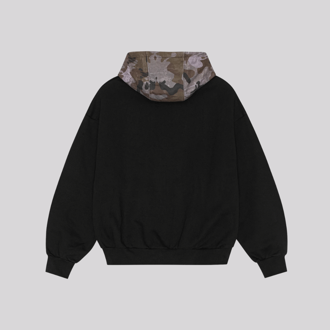 LOST BOYS Archives AOP CAMO HEAVYWEIGHT ZIP HOODIE BLACK