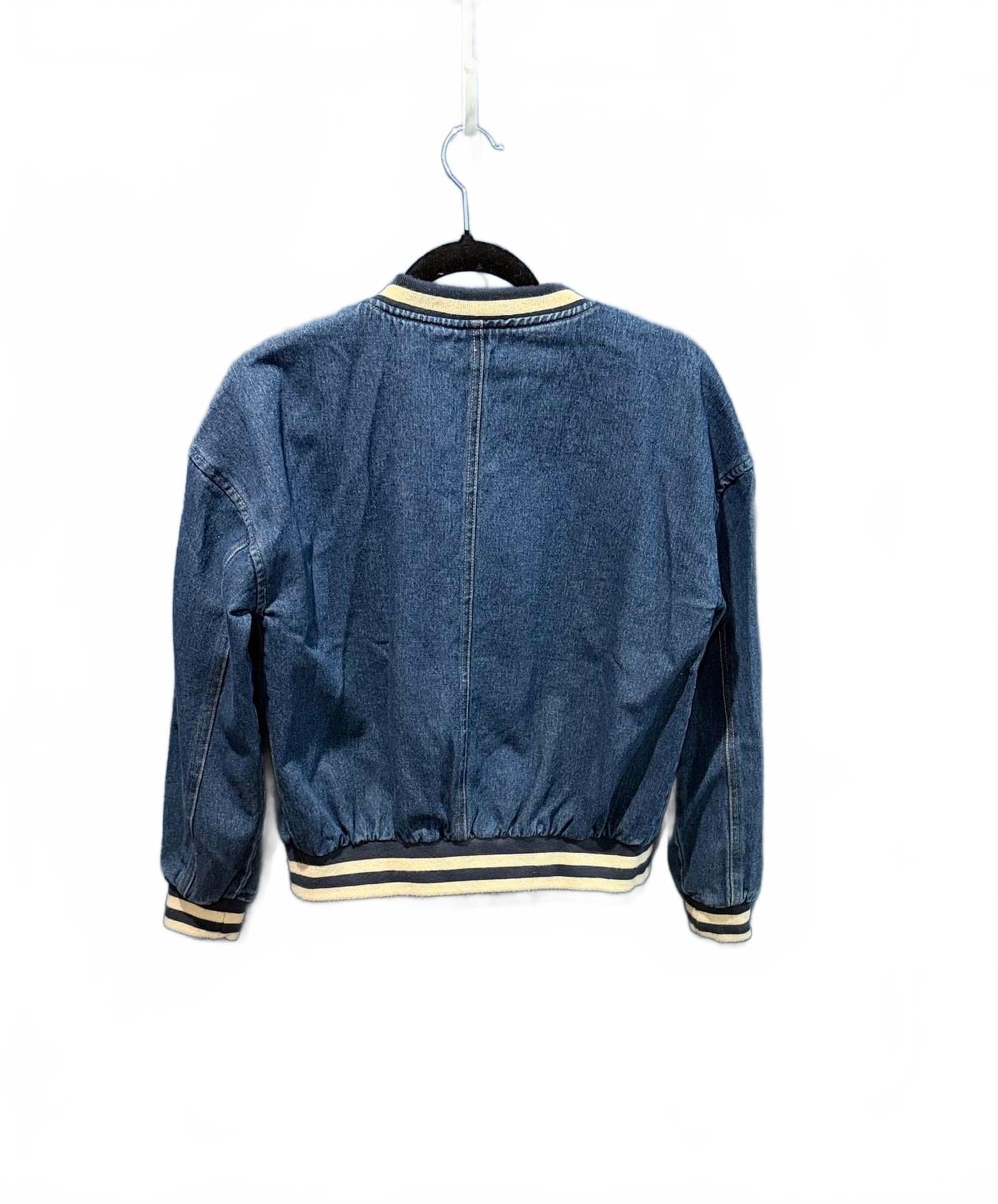 Blue Women's Denim Bomber Jacket In Blue