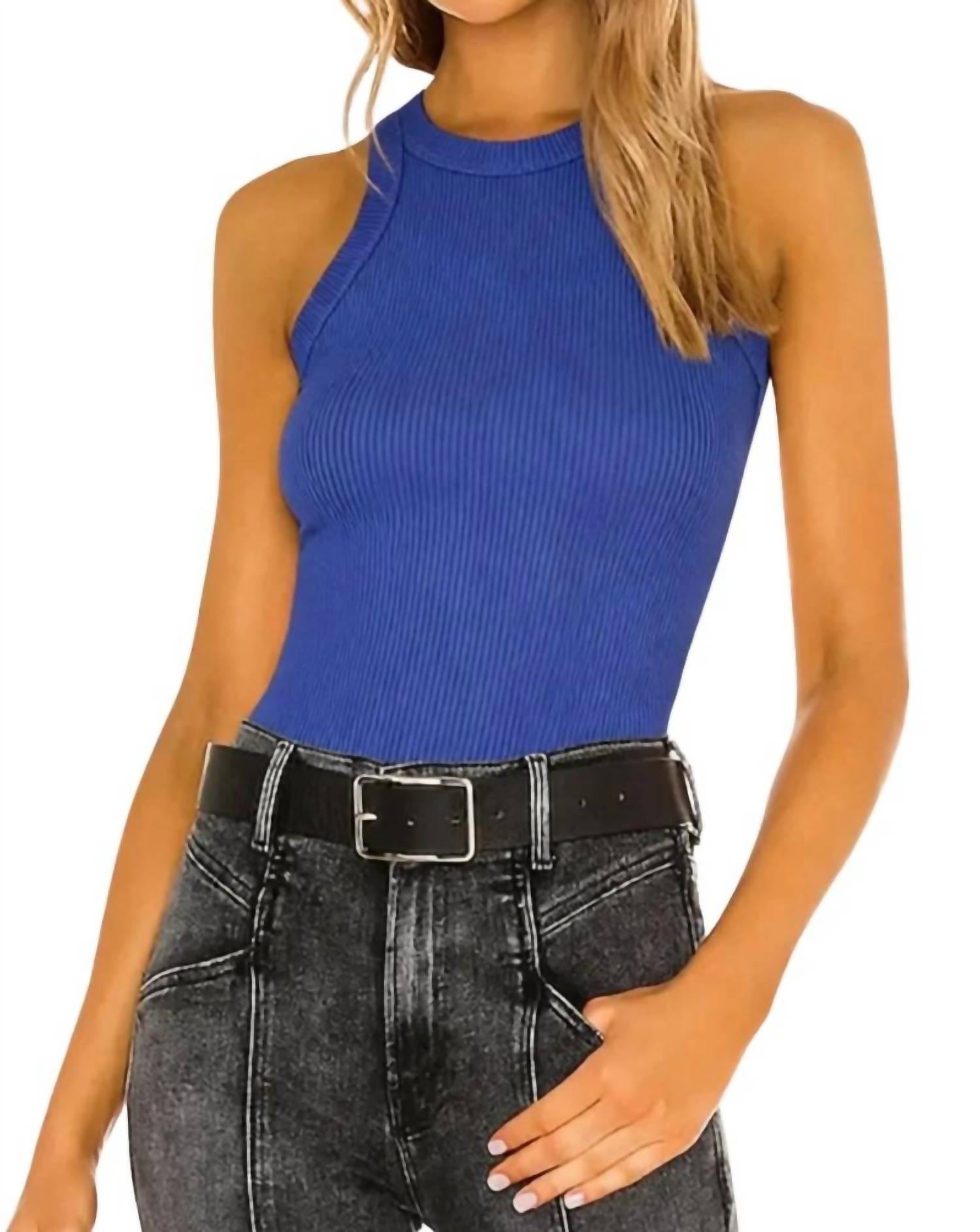Rivington Ribbed Tank Top In Dazzling Blue