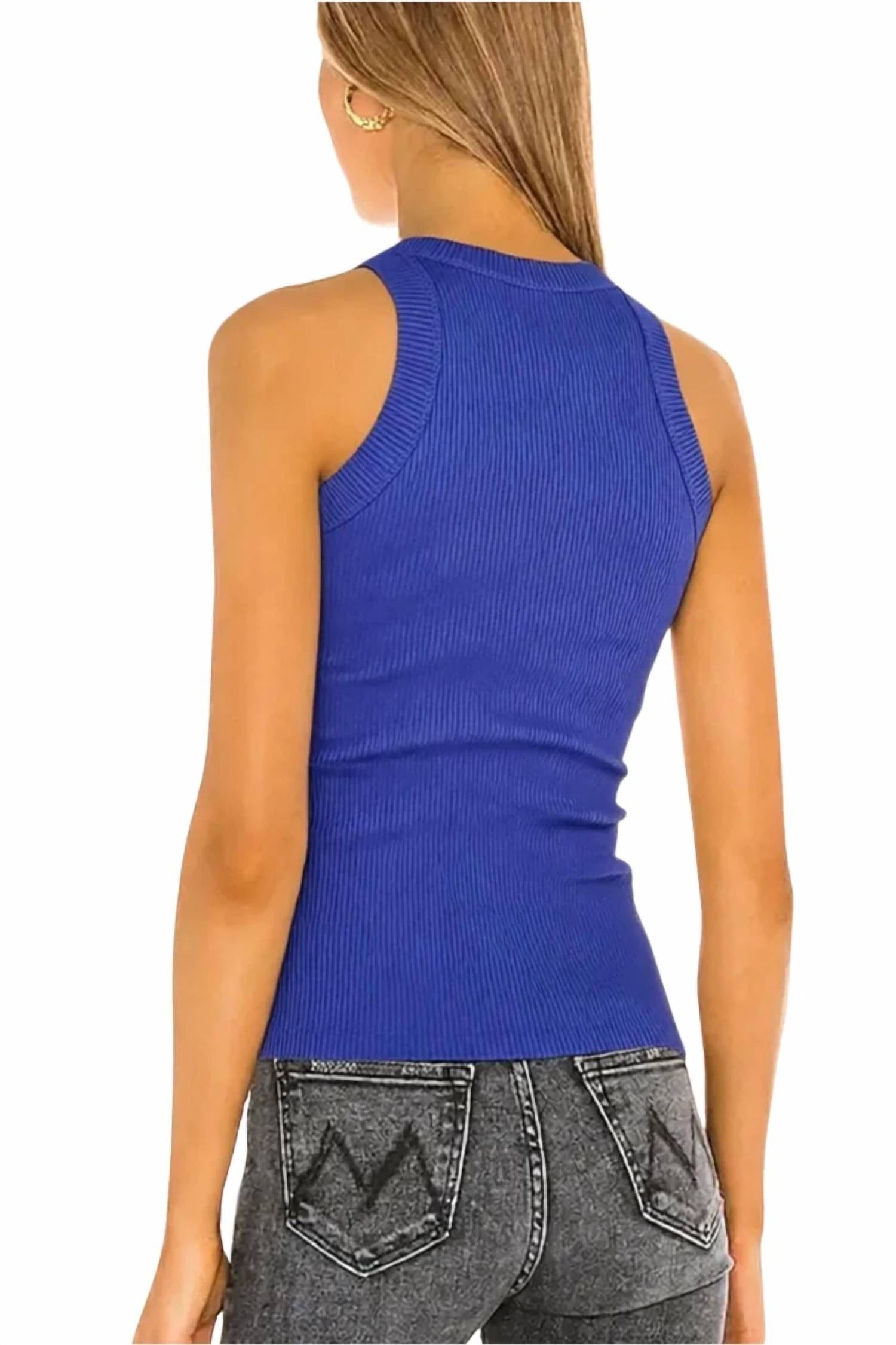 Rivington Ribbed Tank Top In Dazzling Blue