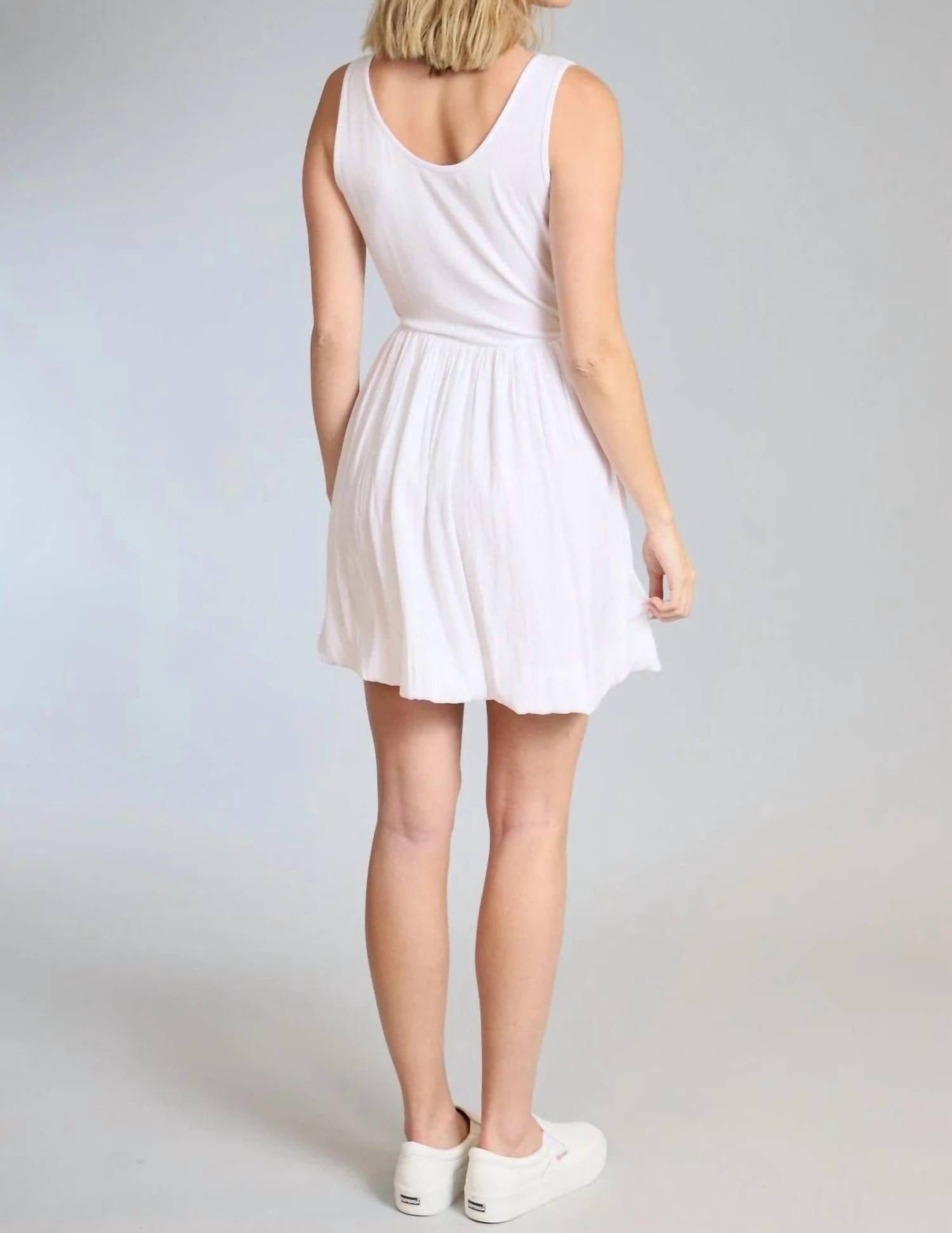 WHITE* Mixed Media Balloon Tank Dress In White