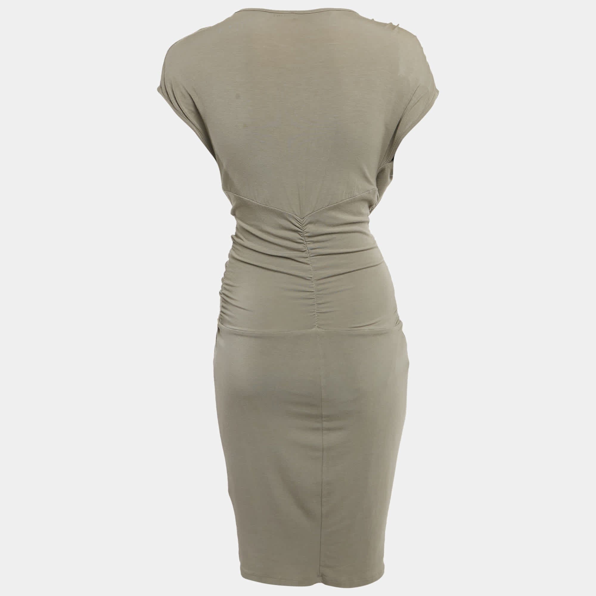 Elisabetta Franchi Grey Jersey Draped Short Dress