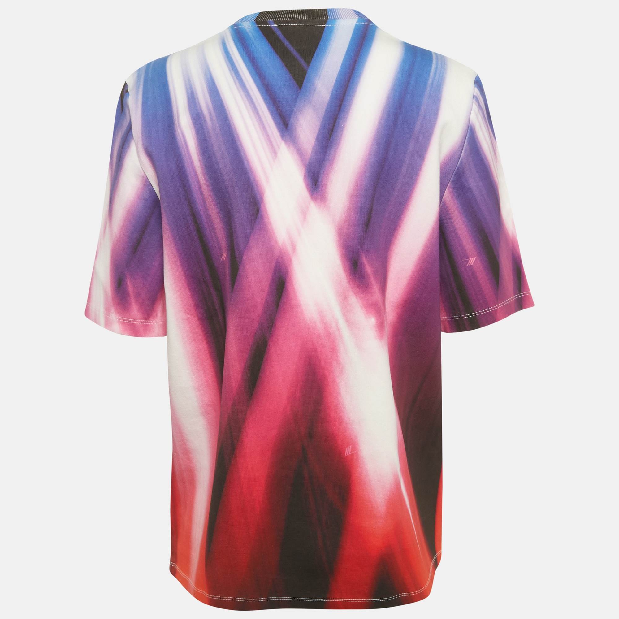 The Attico Pink/blue Printed Cotton Bella T - Shirt