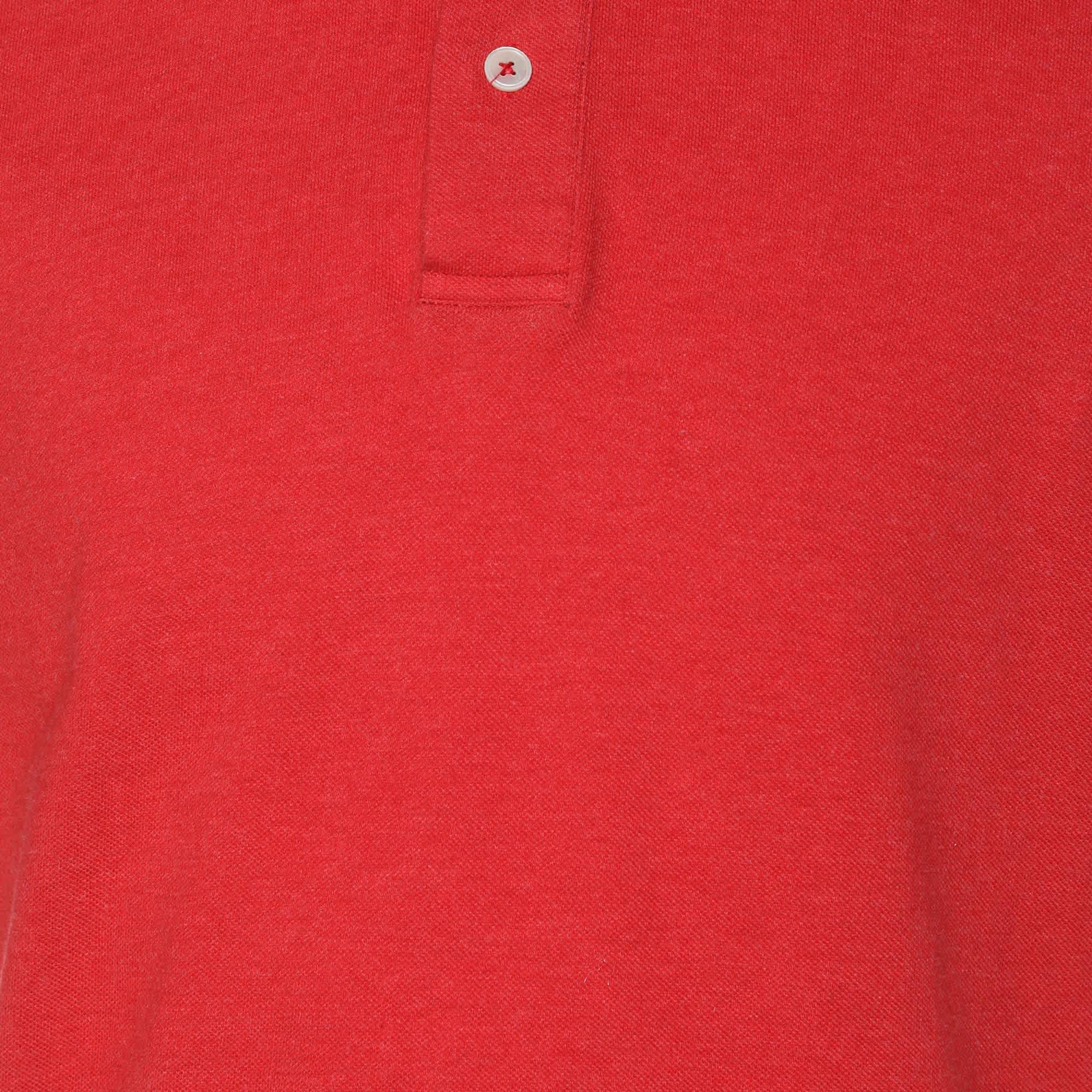 Knit Red Knit Button Polo T - Shirt