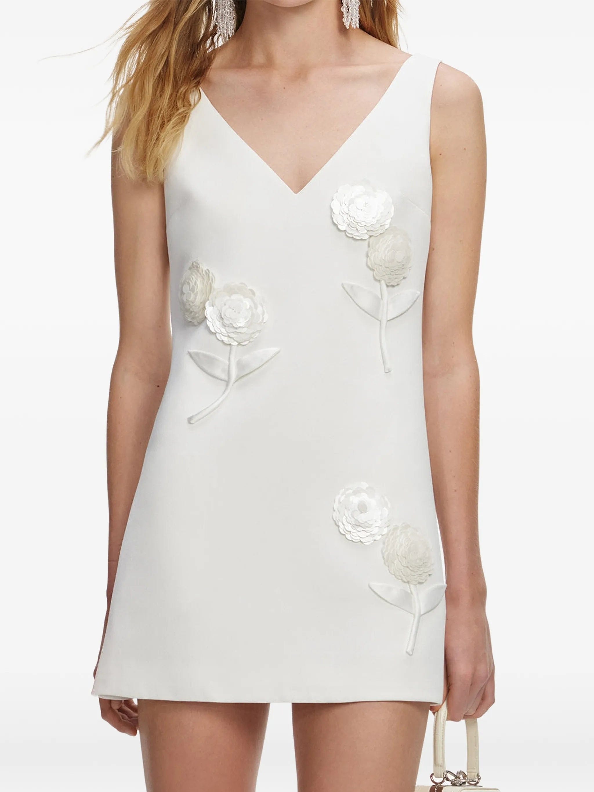 Self-Portrait embellished flower mini dress