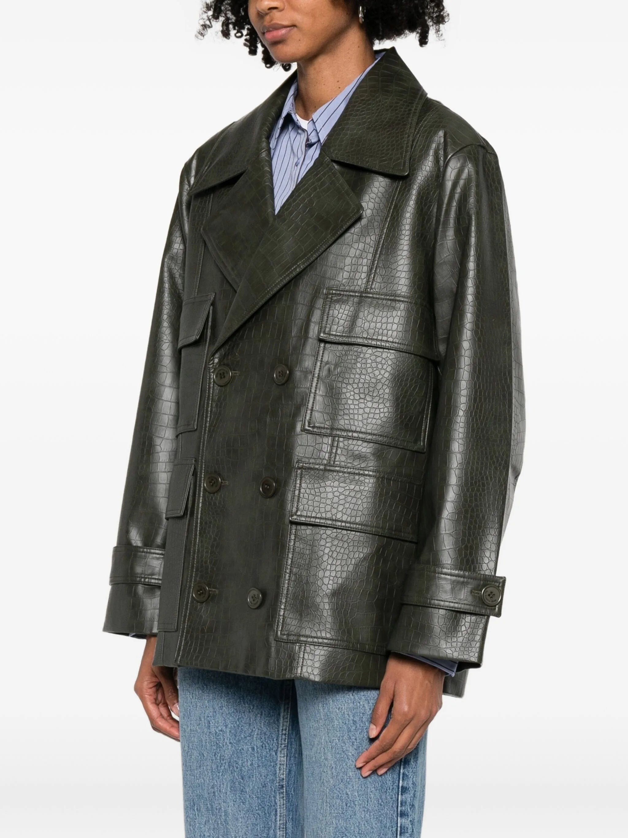 The Frankie Shop faux - leather double - breasted jacket