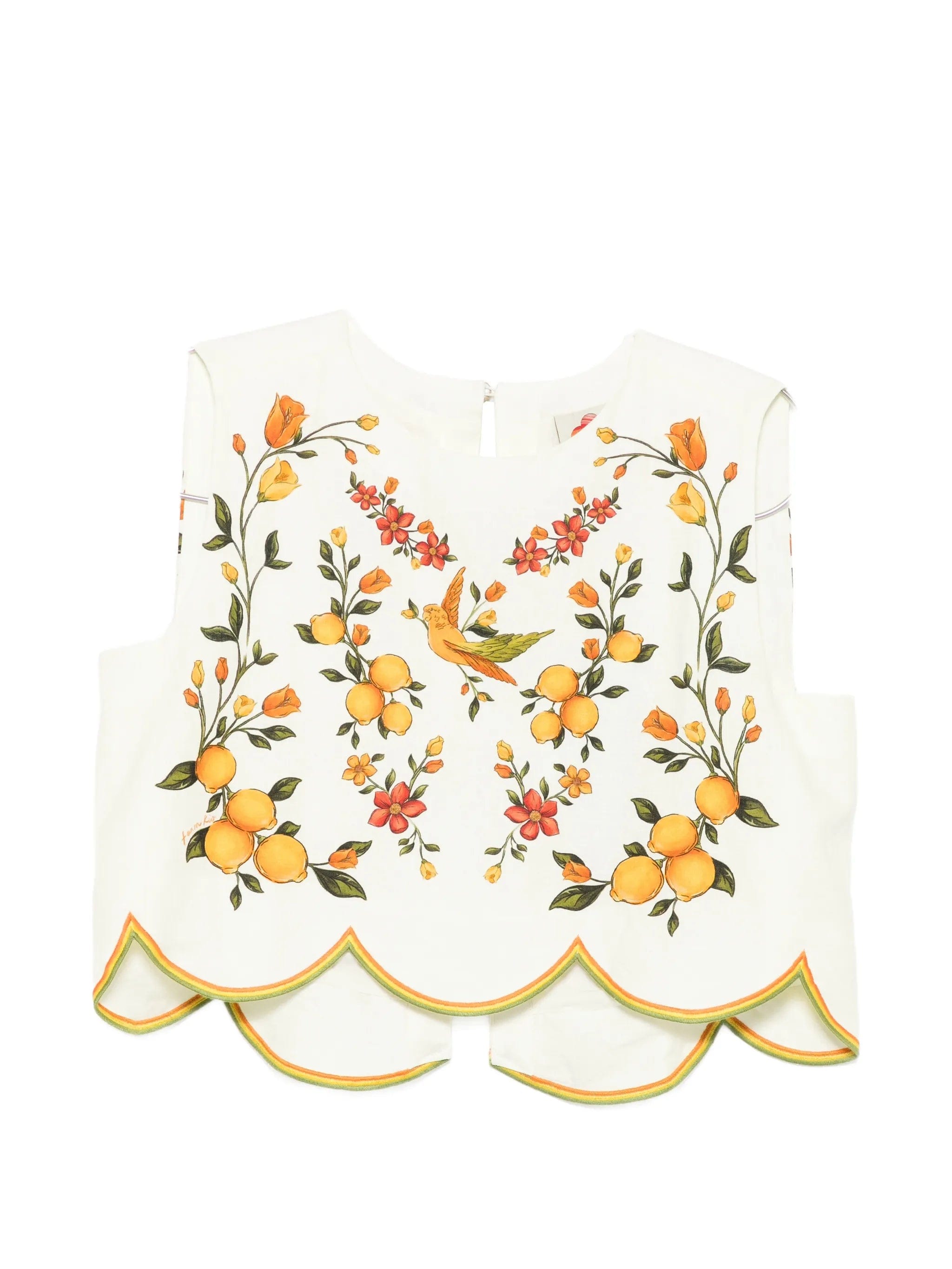 FARM Rio printed scalloped - hem blouse