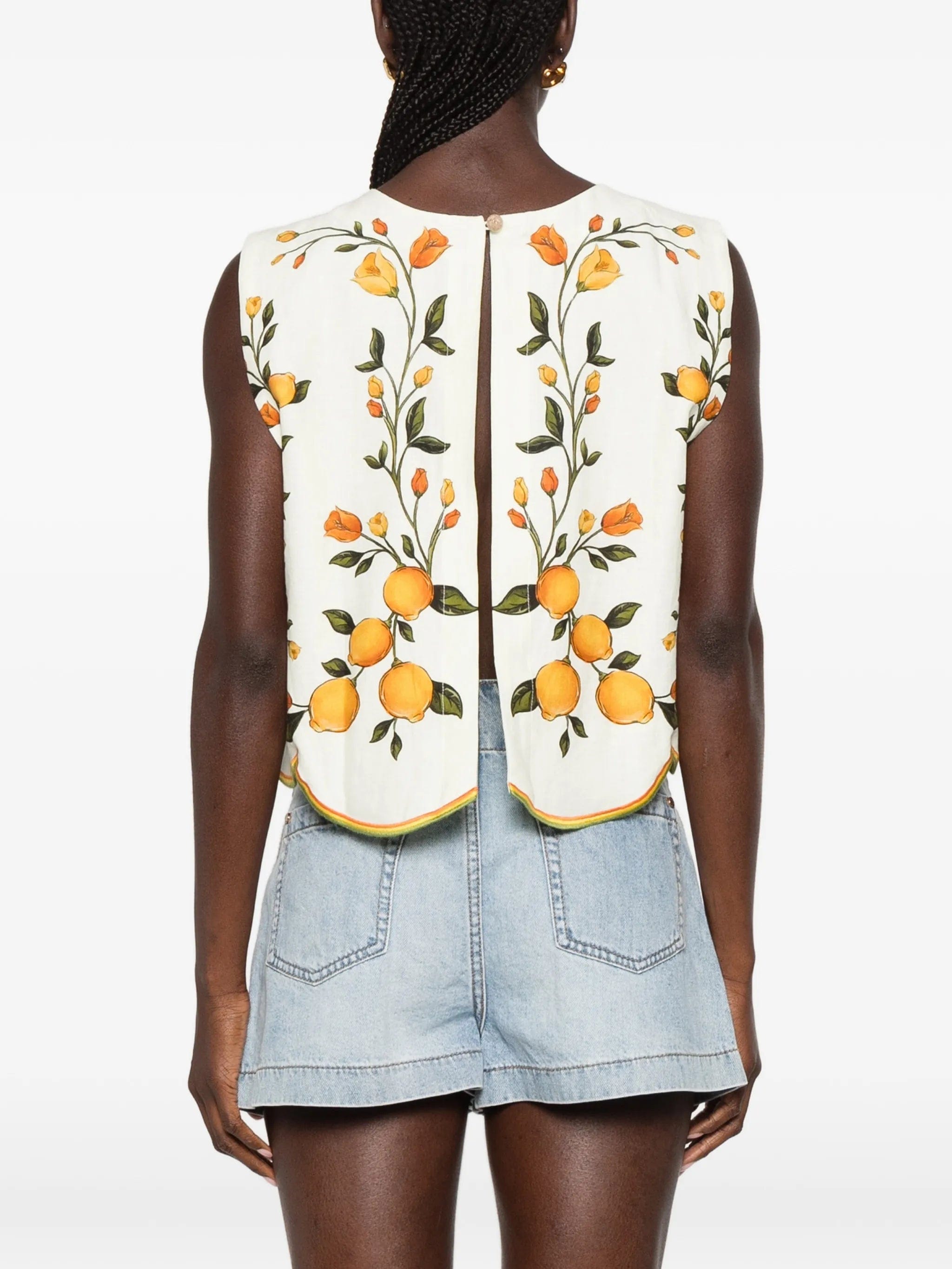 FARM Rio printed scalloped - hem blouse