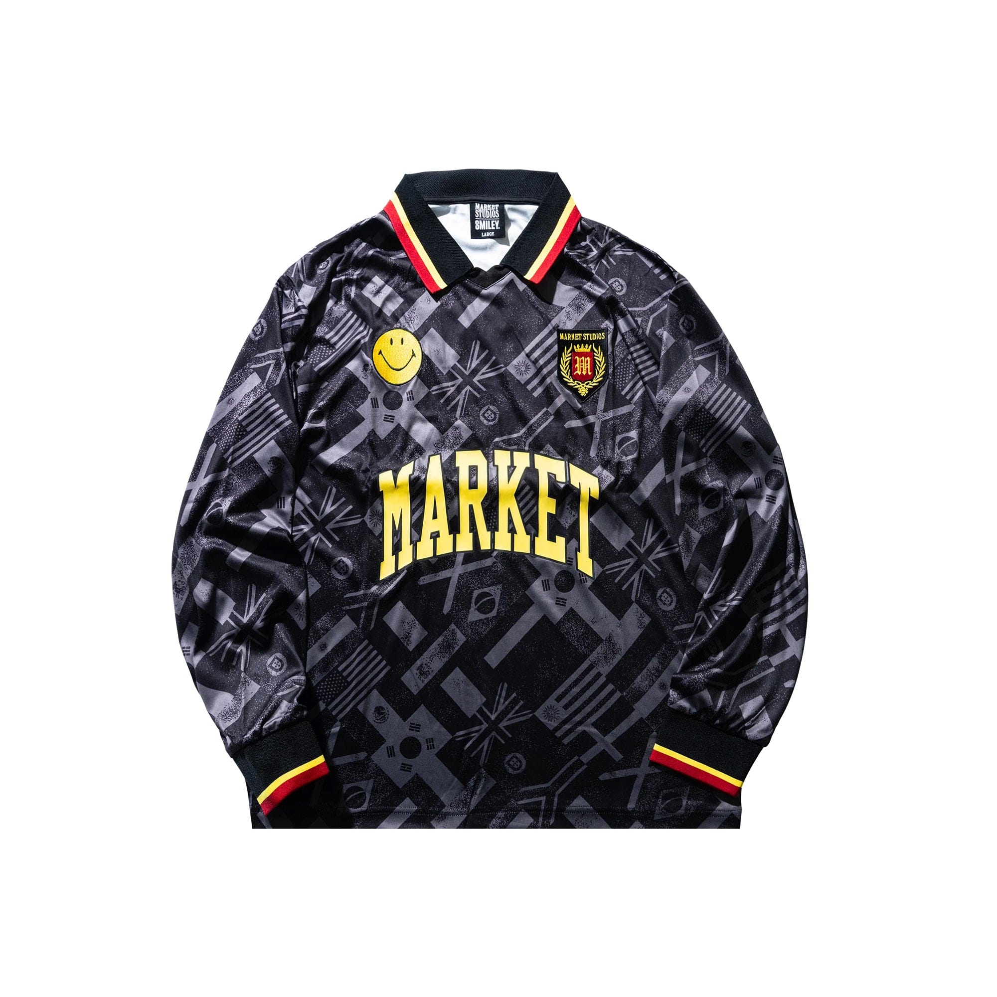 Market Mens Smiley International Flags LS Soccer Jersey