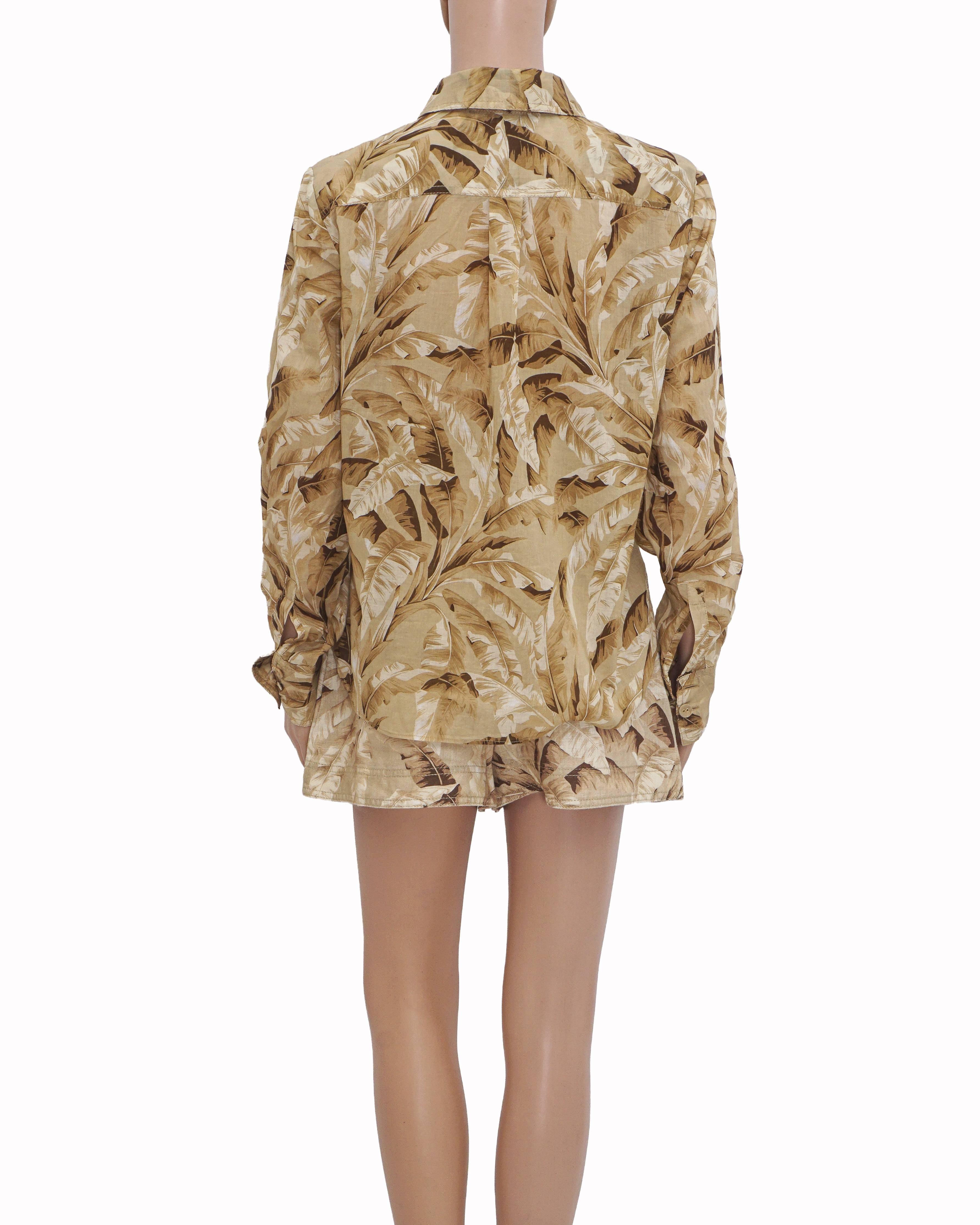 Zimmermann Beige Tropical Leaf Shirt & Shorts Set