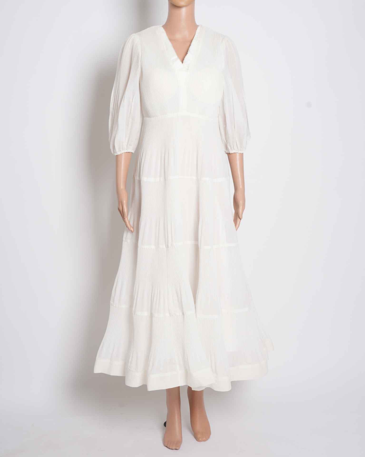 Zimmermann White Pleated Maxi Dress