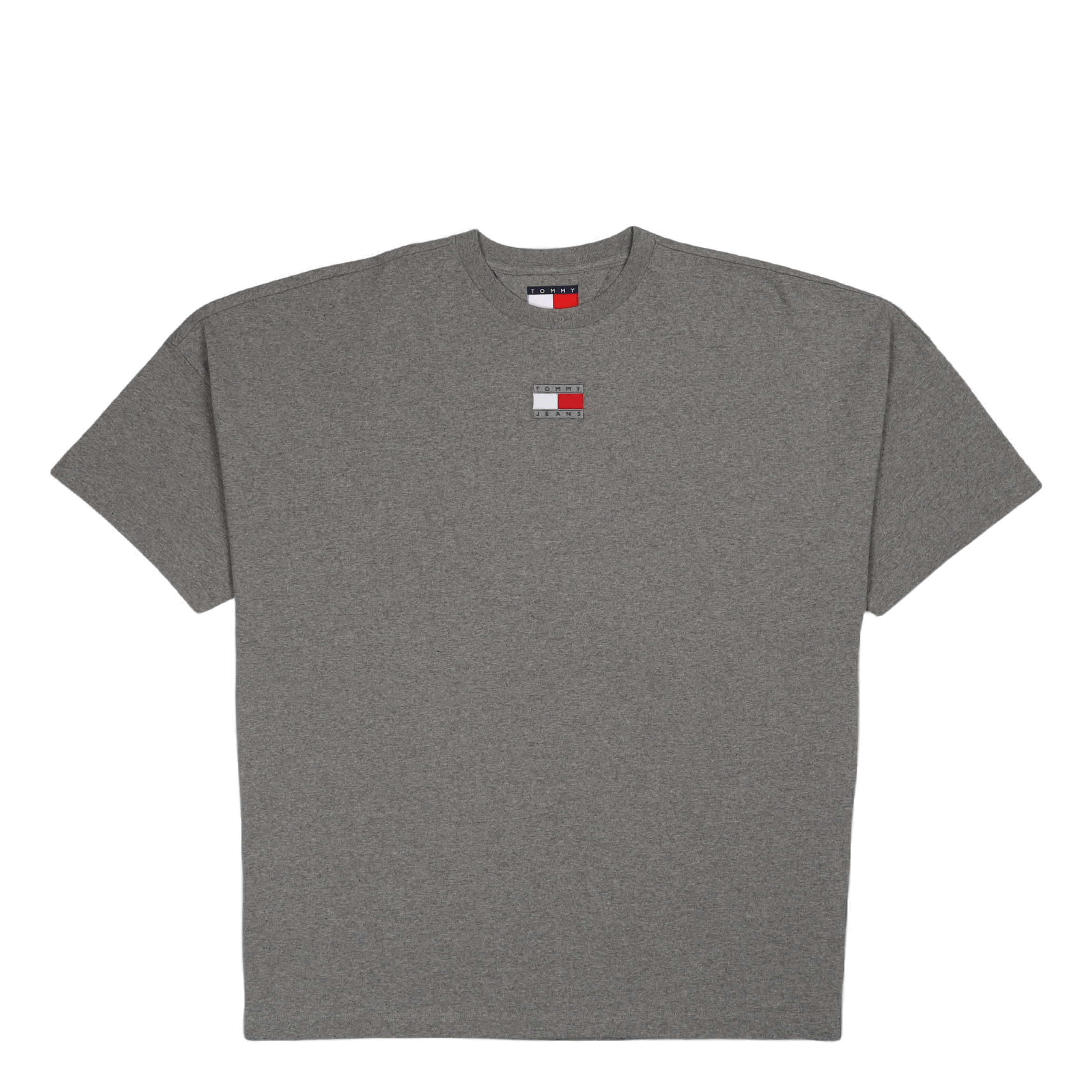 Tommy Jeans Tjcu Split Hem Flag T-Shirt Mid Grey Heather