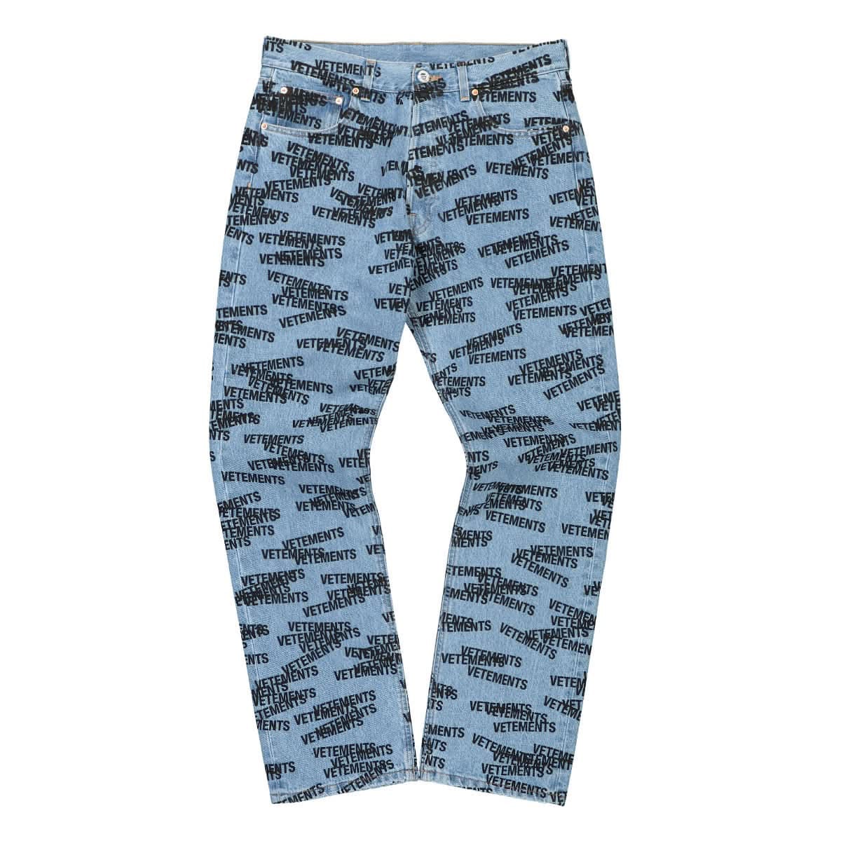 Vetements Stamped Logo Straight Leg Denim Jeans