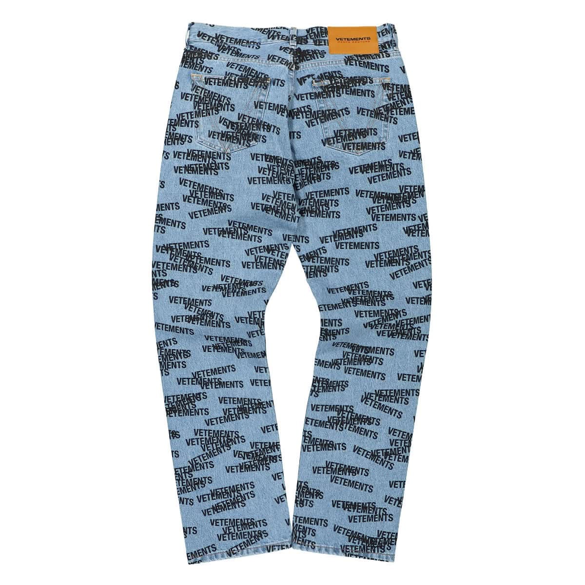 Vetements Stamped Logo Straight Leg Denim Jeans
